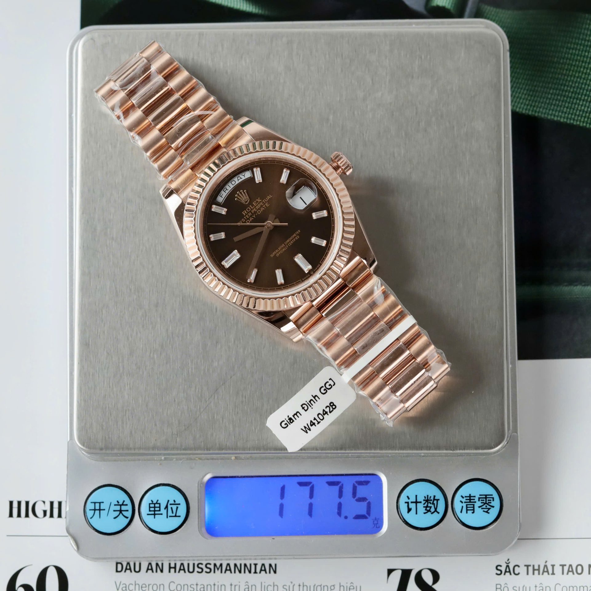 Rolex Day-Date Chocolate Dial Copies Watches Gold Wrapped + Moissanite Dial Markers Custom 40mm
