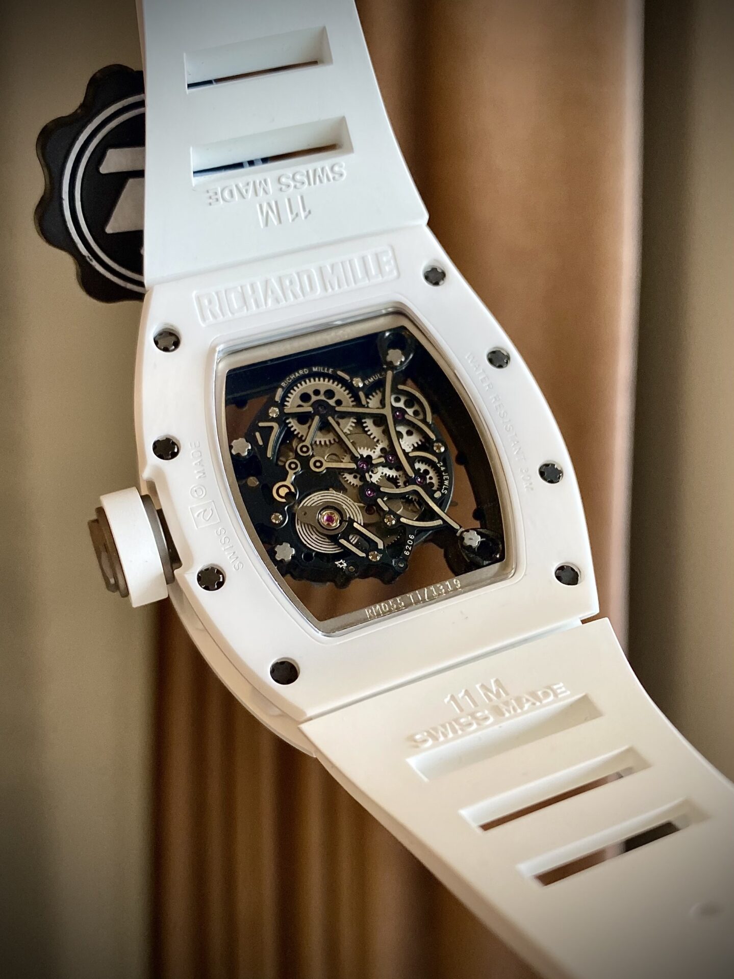 Richard Mille Replica Watch RM055 White Ceramic Rubber Strap ZF Factory 45mm