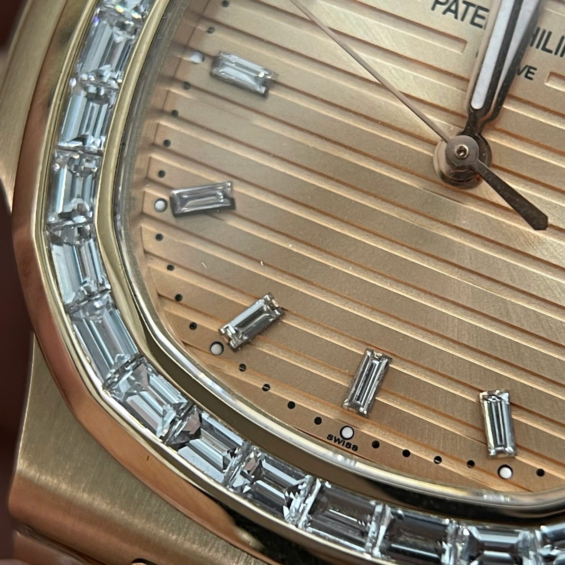 Patek Philippe Nautilus 5723 Replica Watches Custom Solid Rose Gold 18K And Diamonds Natural 40mm