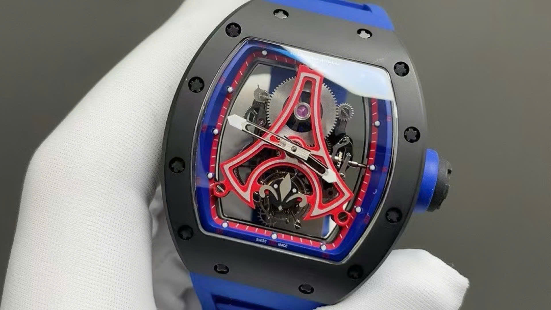 Richard Mille Clone Watch RM52-03 Paris Saint-Germain Tourbillon Ceramic Black 40x48mm