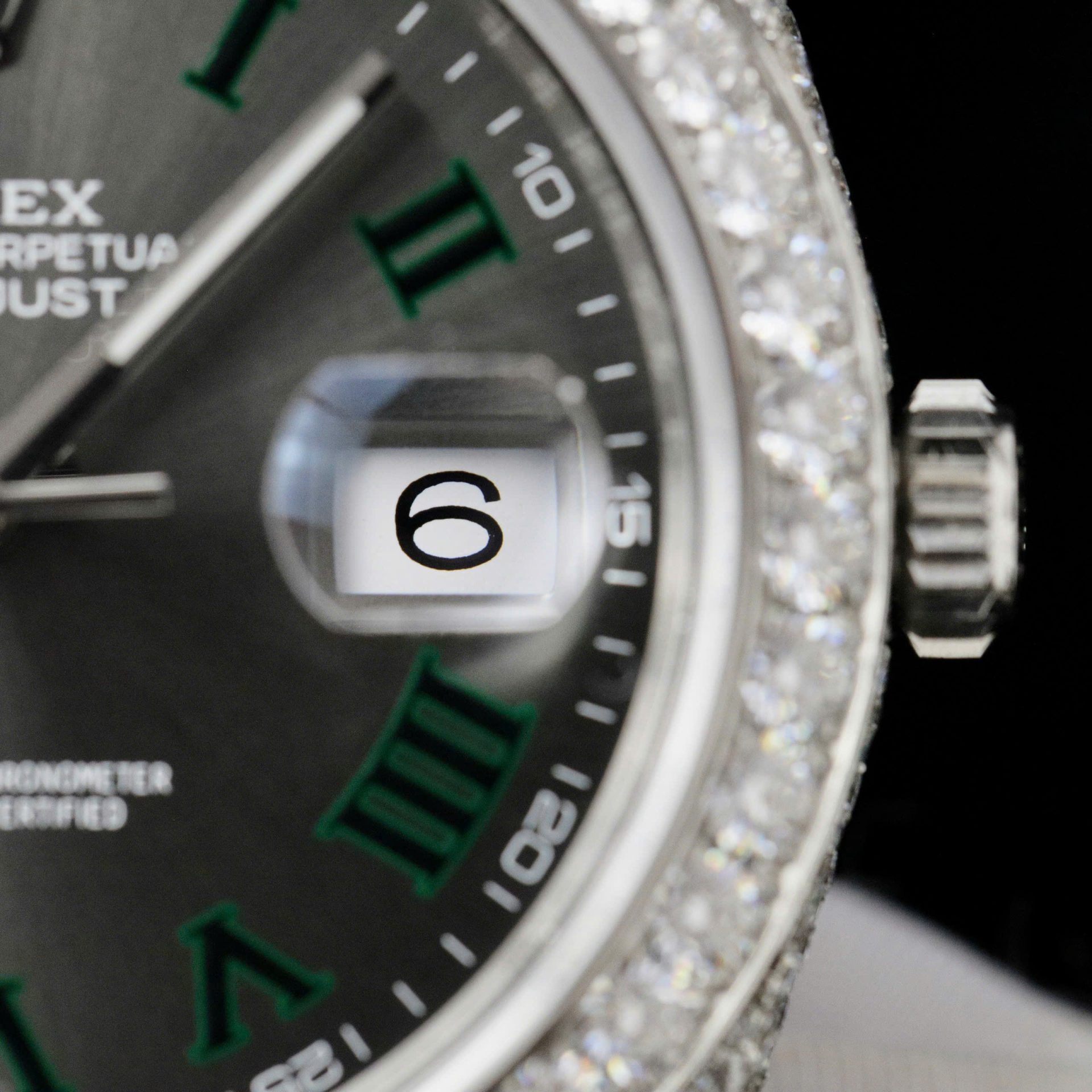 Rolex DateJust Best Copies Watch Dial Wimbledon Custom Full Moissanite Diamonds 41mm