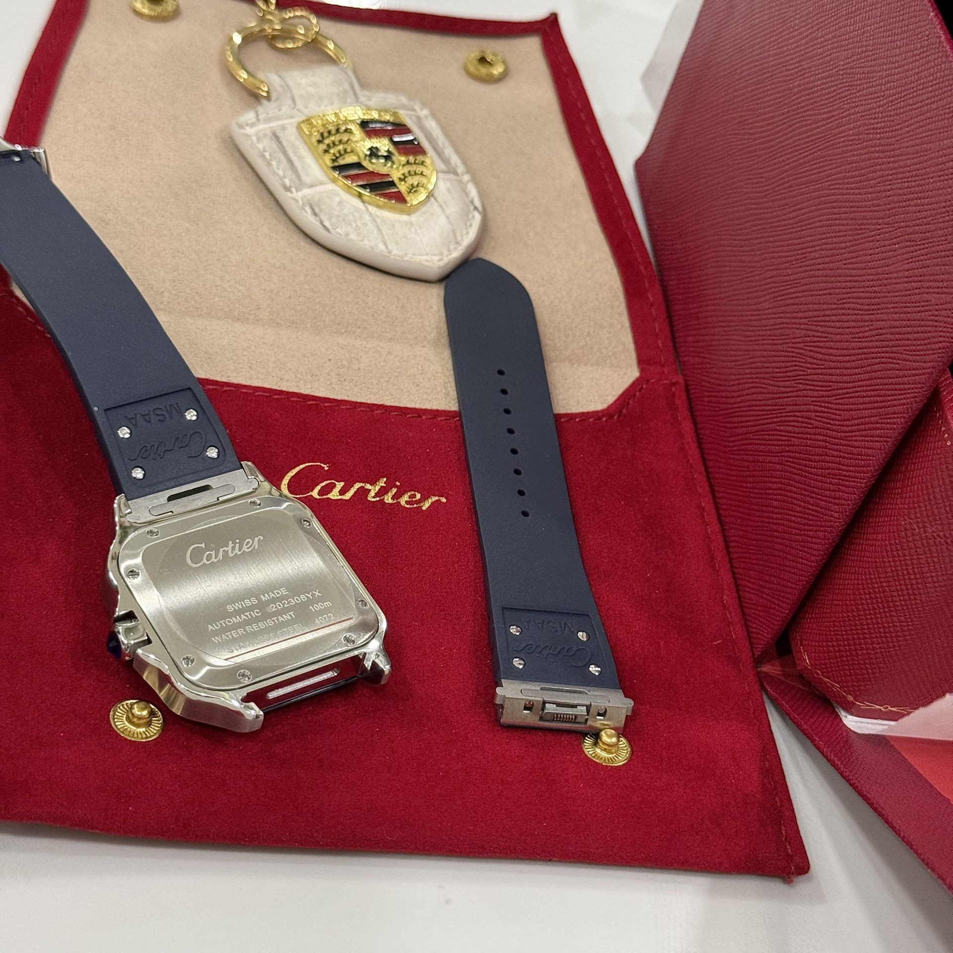 Cartier Replica Watch Santos White Dial Rubber Strap BV Factory 39.8mm