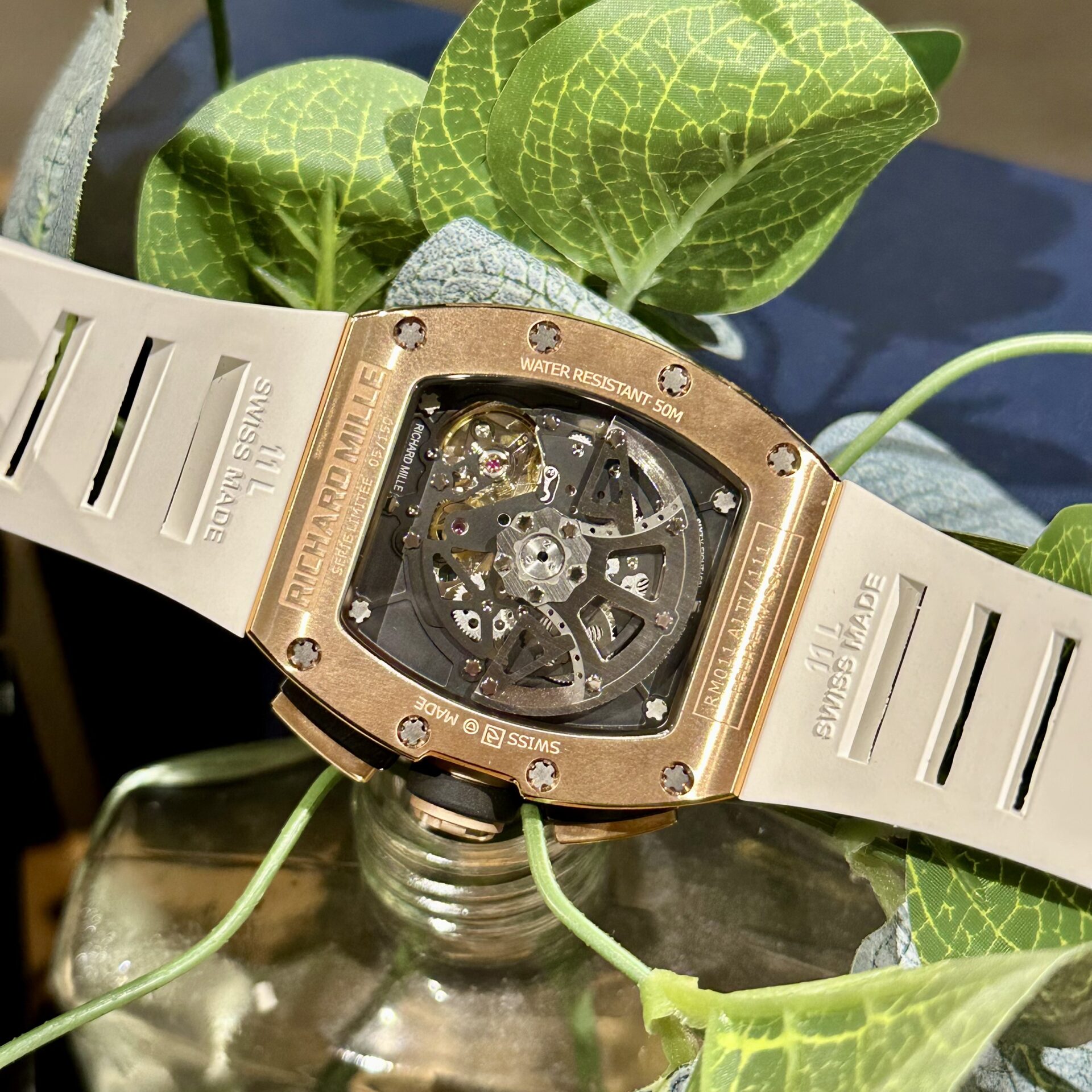 Richard Mille RM011 Replica Watch Full Diamond White Rubber Strap 44mm