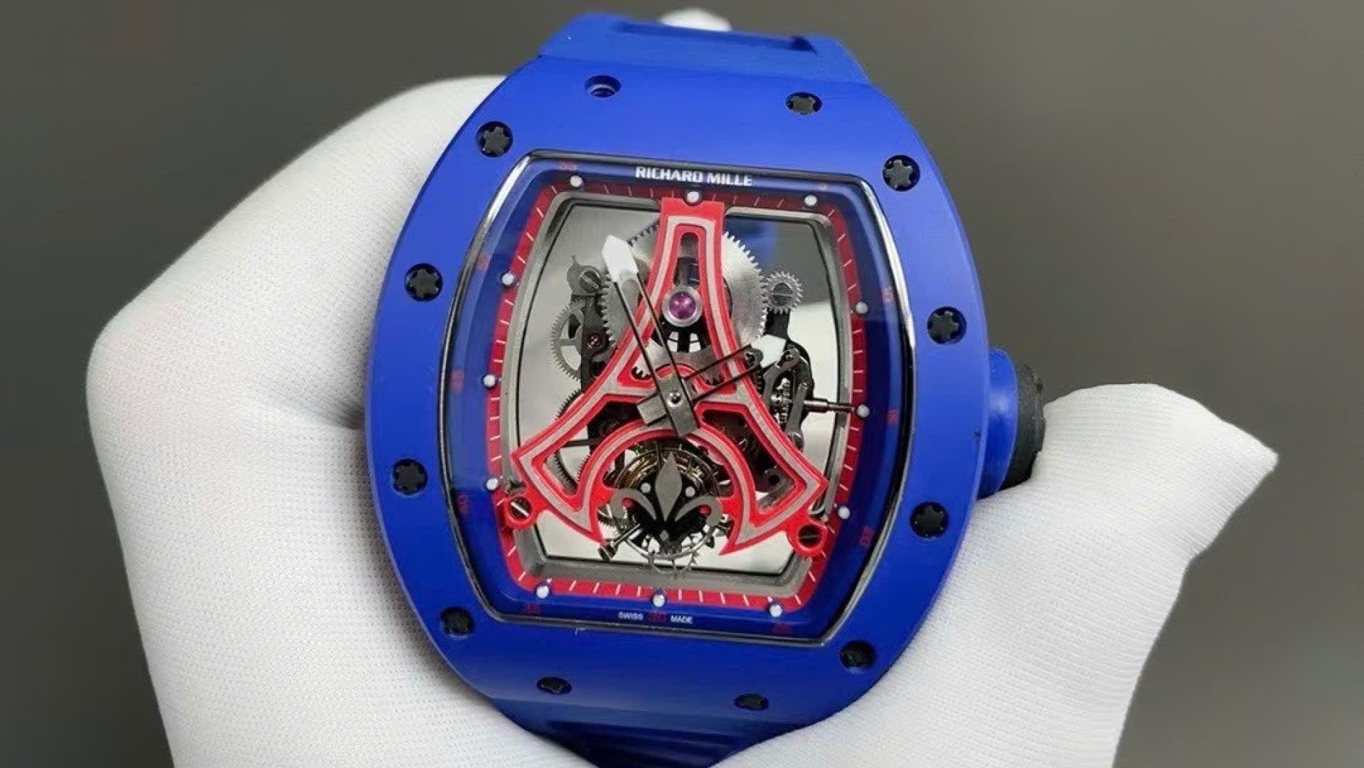 Richard Mille Best Copies Watch RM52-03 Paris Saint-Germain Tourbillon Ceramic Blue 40x48mm