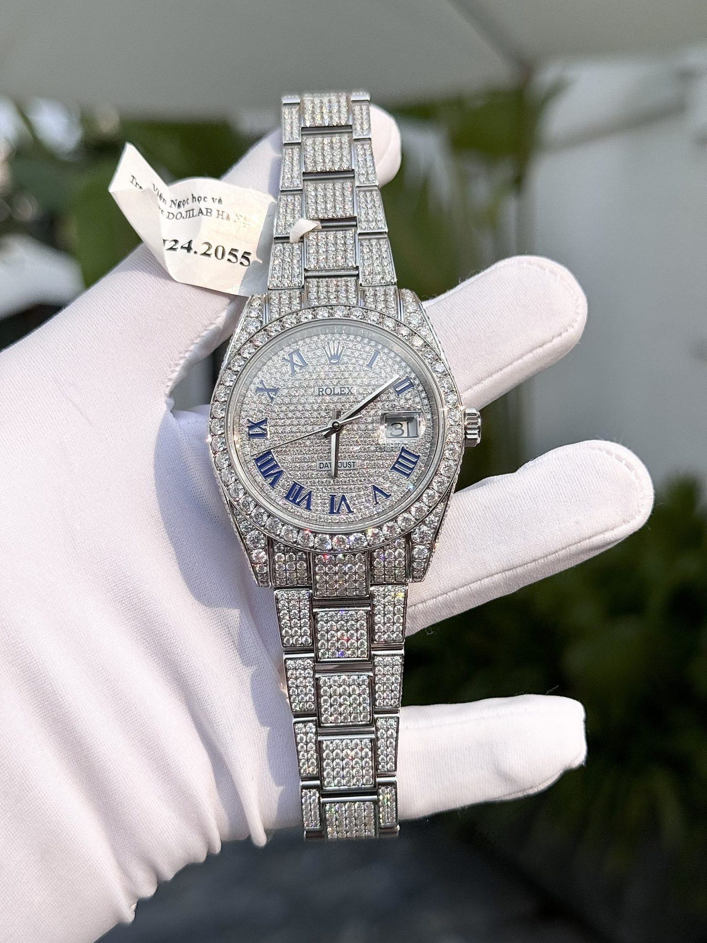 Rolex Best Replica Watch DateJust Full Moissanite Diamonds Custom 41mm