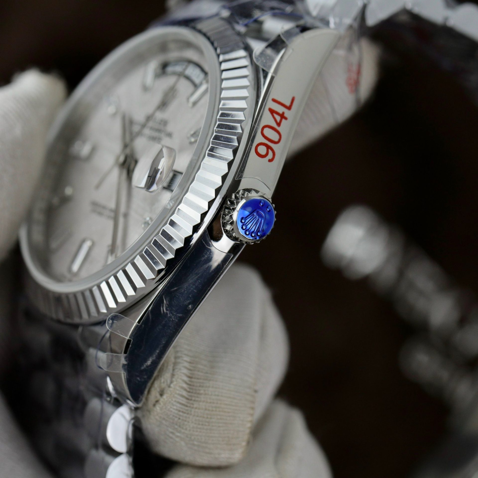 Rolex Replica Watch Day-Date Dial Meteorite Number Pile Diamond Moissanite 40mm