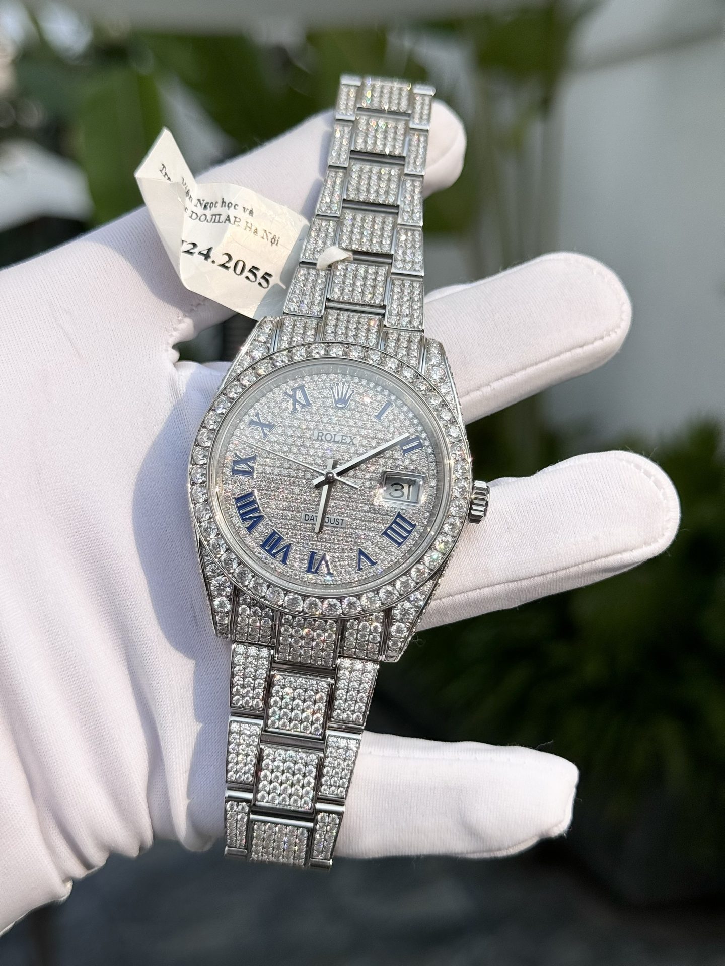 Rolex Best Replica Watch DateJust Full Moissanite Diamonds Custom 41mm