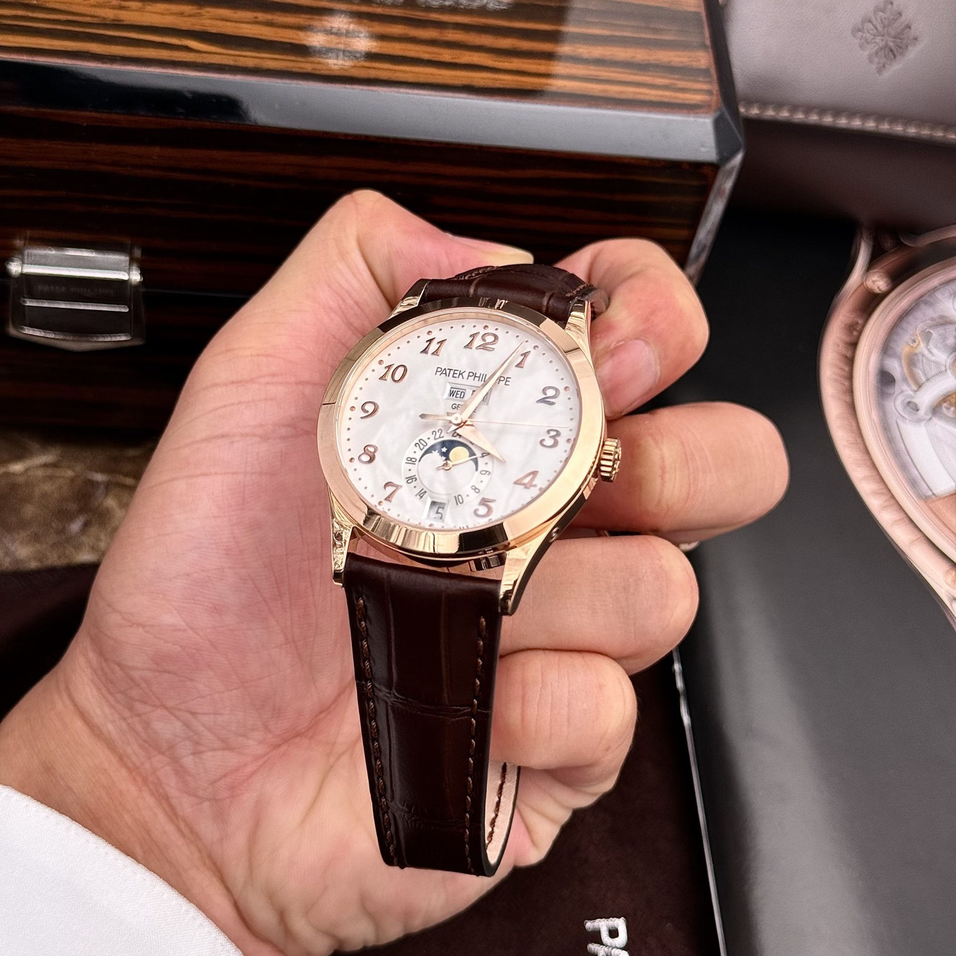 Patek Philippe Replica Watches Complications 5396R White Dial Leather Strap 38.5mm
