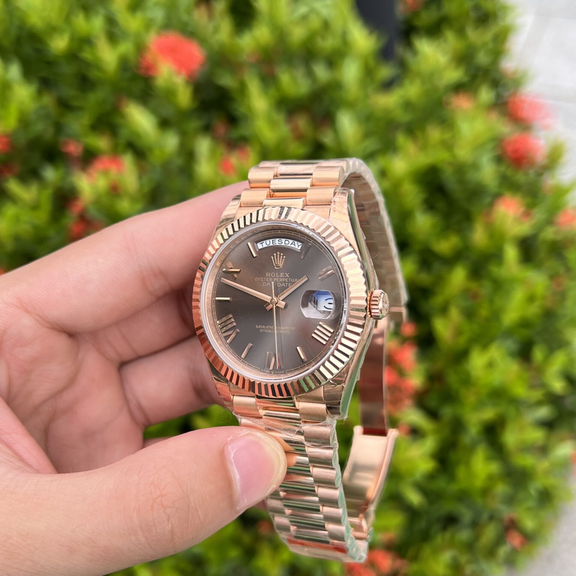 Rolex Day-Date Replica 1:1 Watch Chocolate Dial EW Factory 40mm