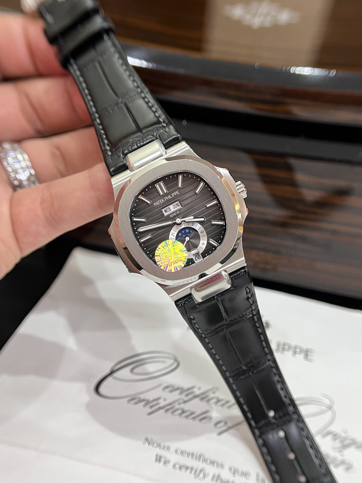 Patek Philippe Replica Watch Nautilus 5726G Black Leather Strap GR Factory 40.5mm