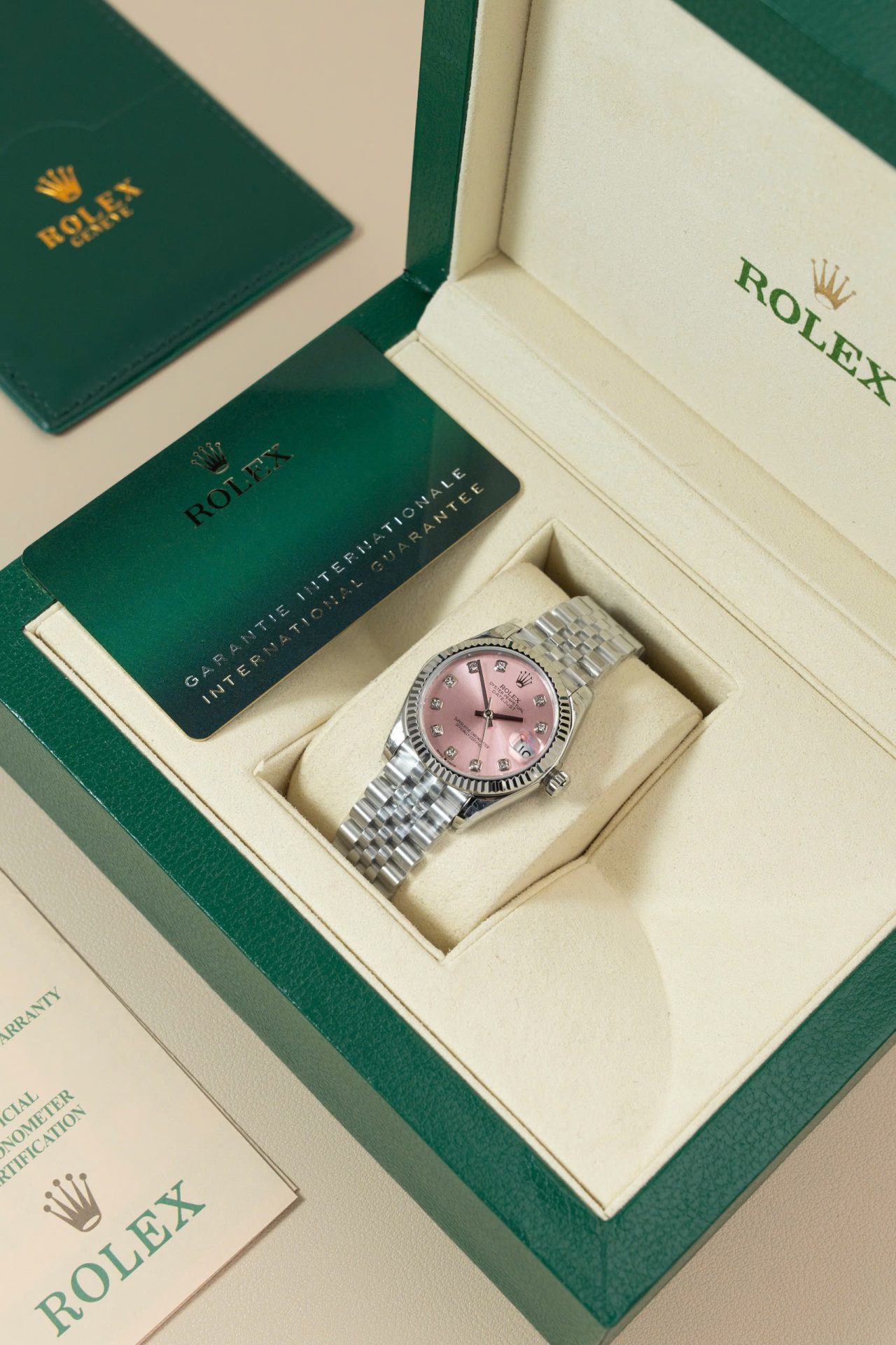 Rolex DateJust Lady Replica Watch Pink Dial Jubilee Strap 31mm