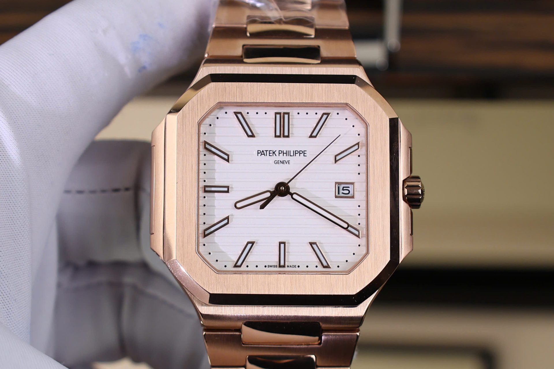 Patek Philippe Cubitus 5821 Replica Watch Rose Gold White Dial TW Factory 45mm