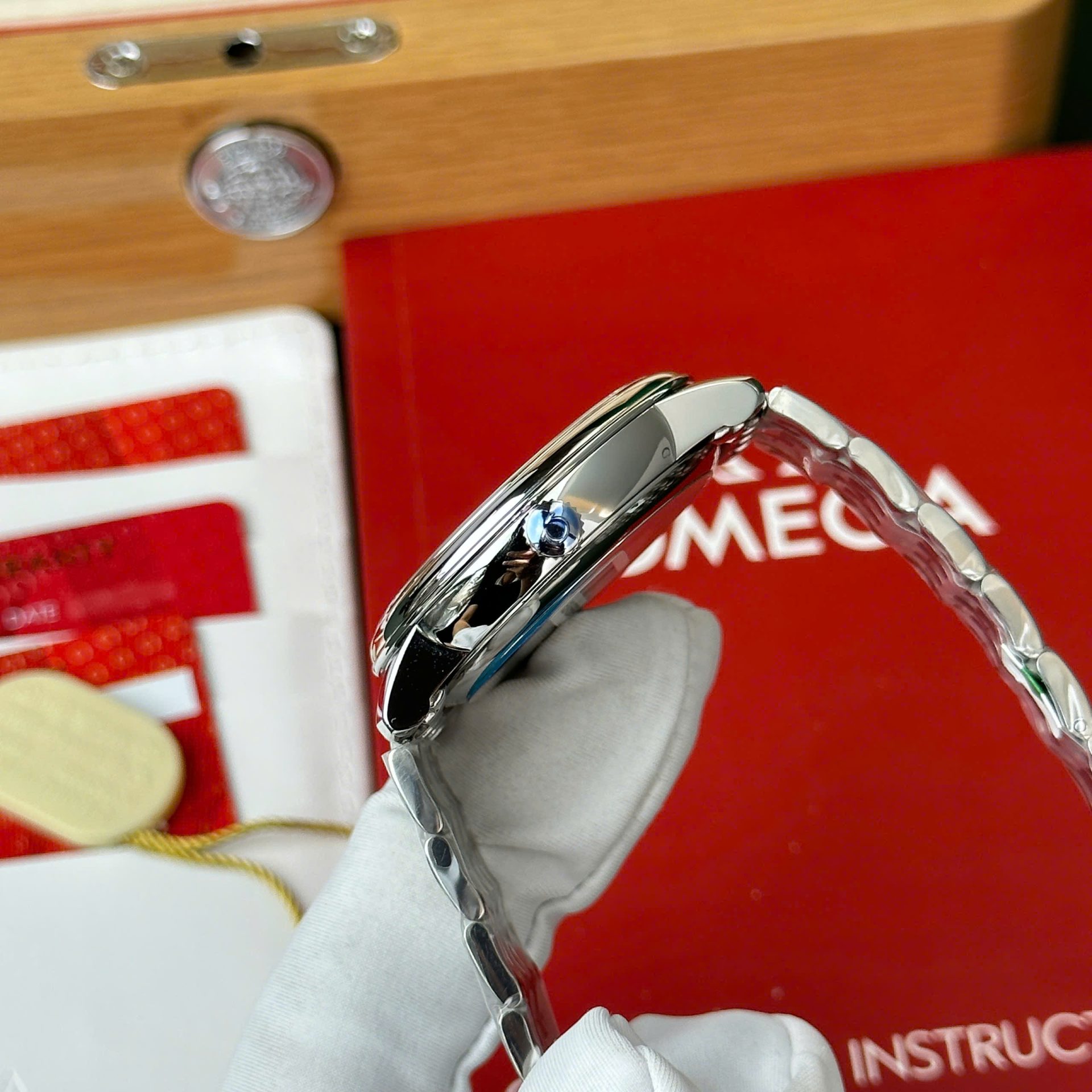 Omega De Ville Prestige Power Reserve Replica Watch White Dial Metal Wire 39.5mm