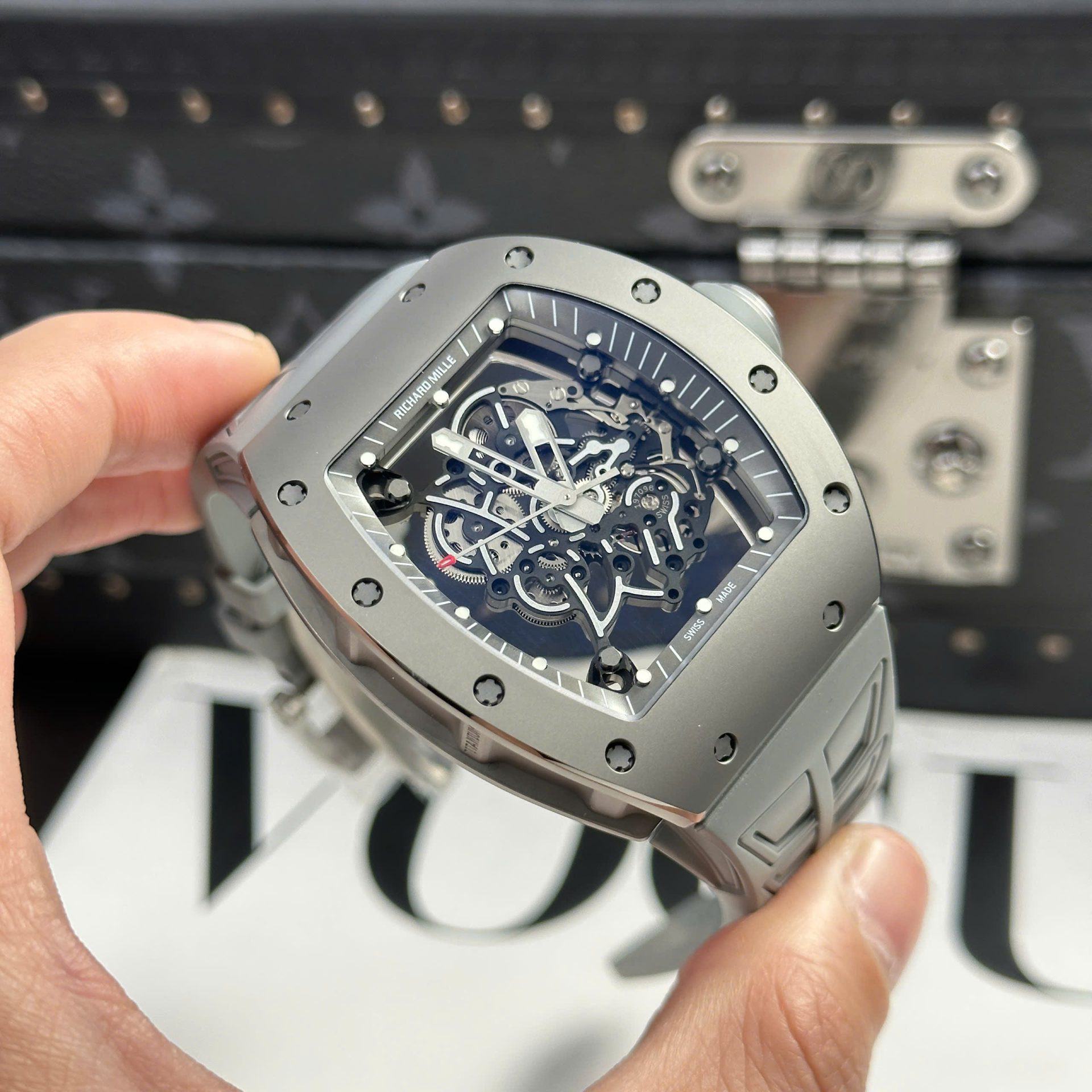 Richard Mille Best Copies Watch RM055 Bubba Watson Grey Ceramic Rubber Strap ZF Factory 42.7 49.9mm