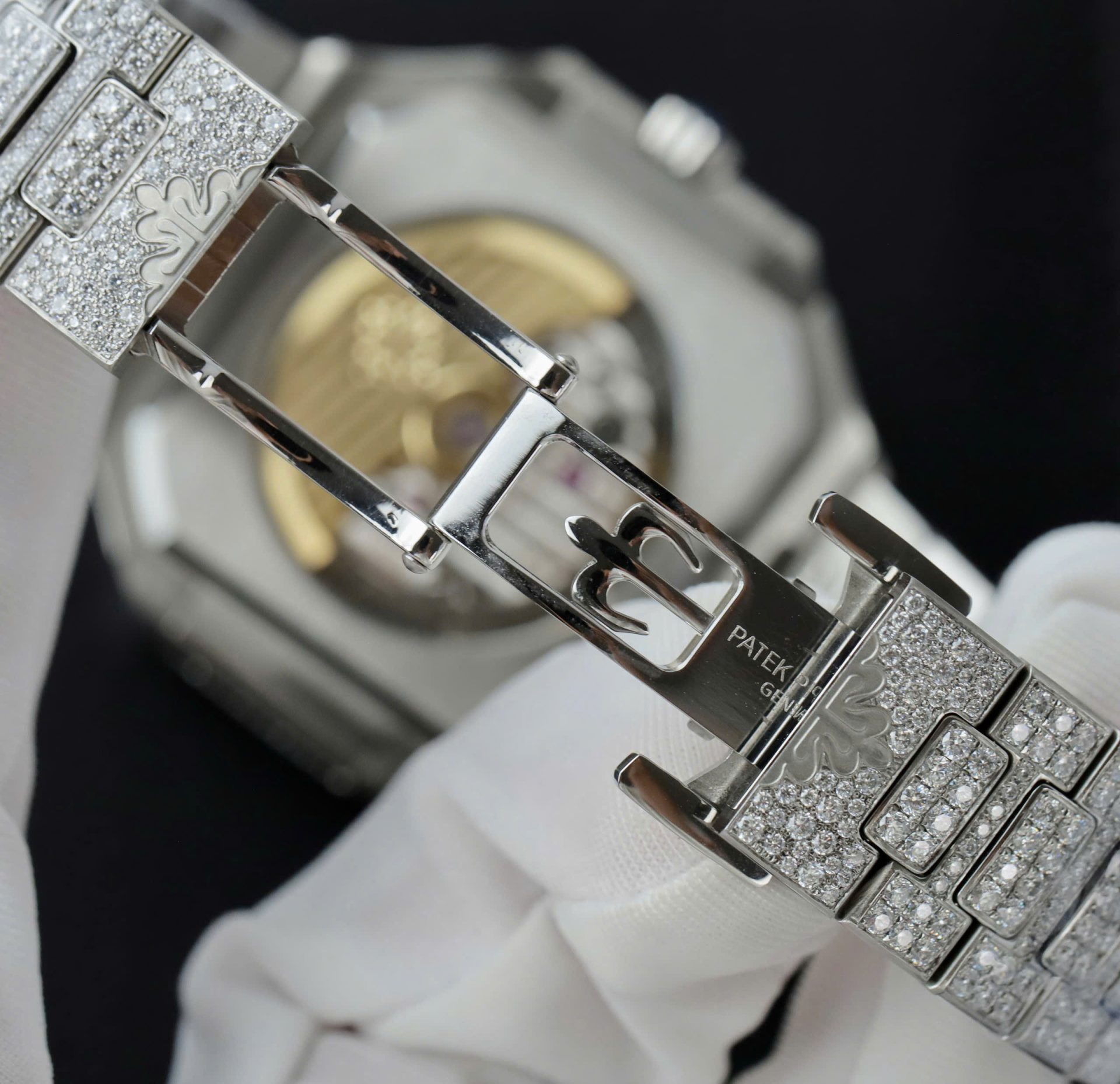 Patek Philippe Cubitus 5821 Dial Brown Replica Watch Full Diamonds Moissanite Hong Kong 45mm