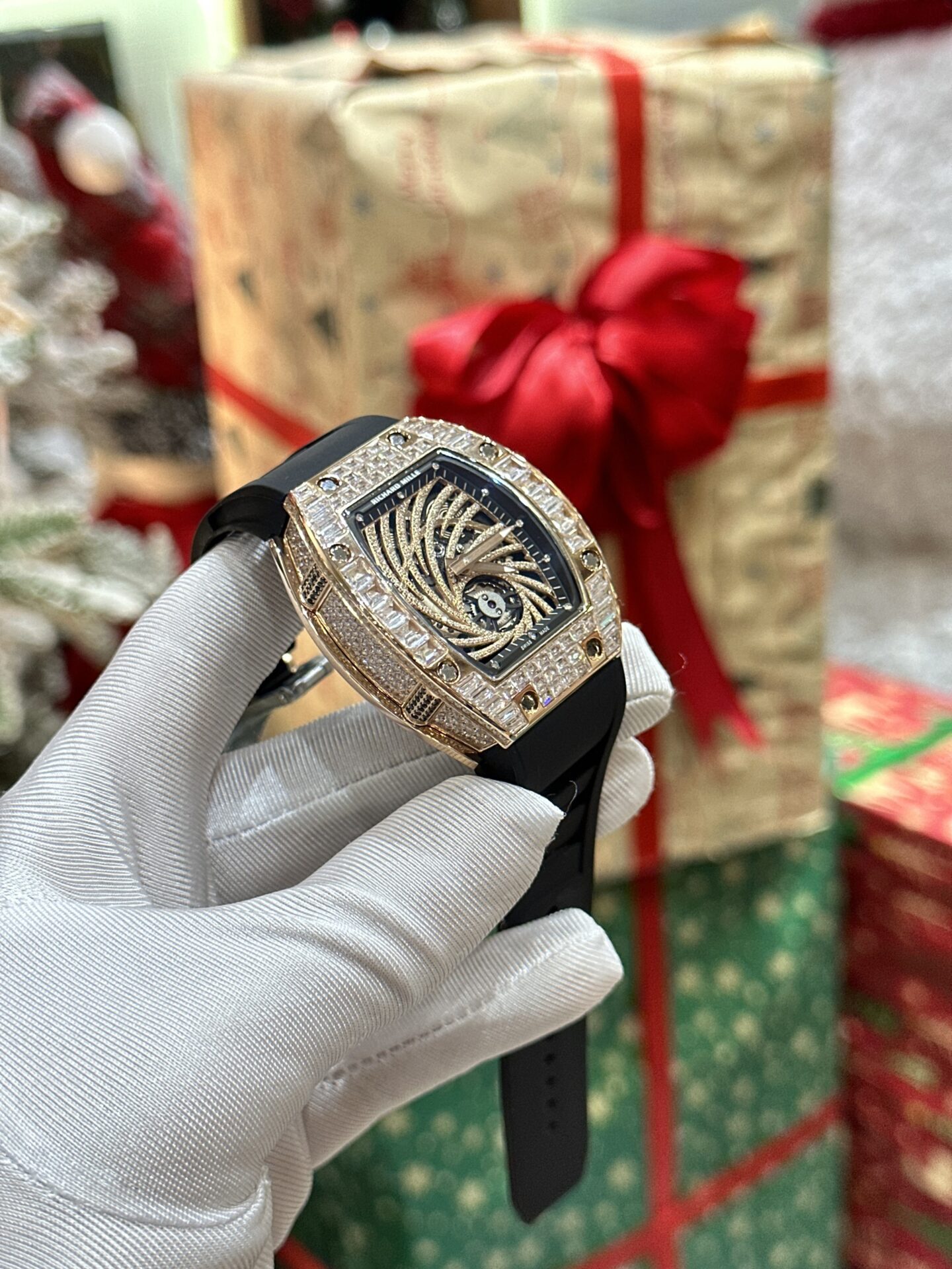 Richard Mille Replica Watch RM51-02 Rose Gold Rubber Strap 40mm
