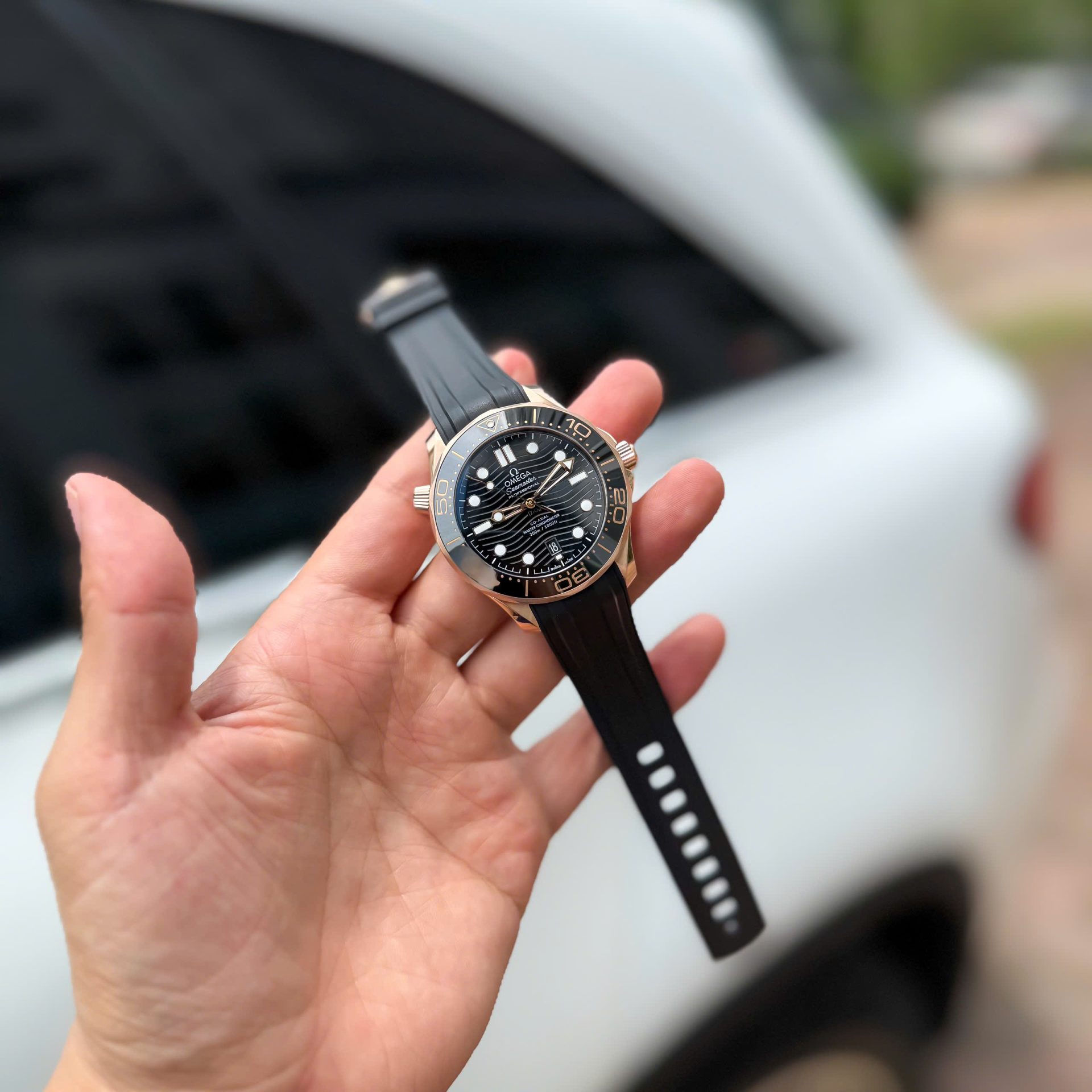 Omega Seamaster Diver 300M Sedna Rose Gold Copies Watches Black Dial 42mm