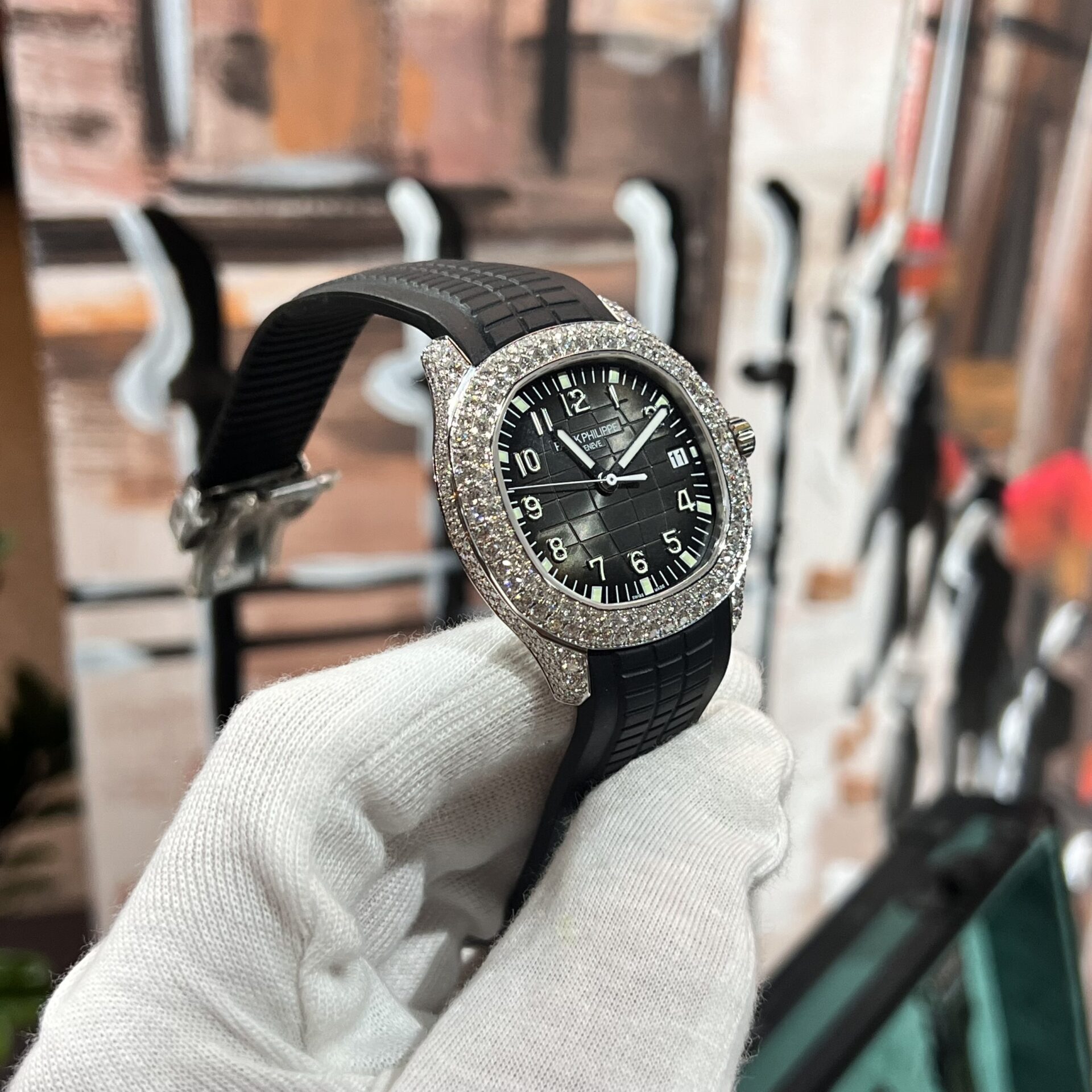 Patek Philippe Aquanaut 5167 With Diamond Natural Rubber Strap 40mm
