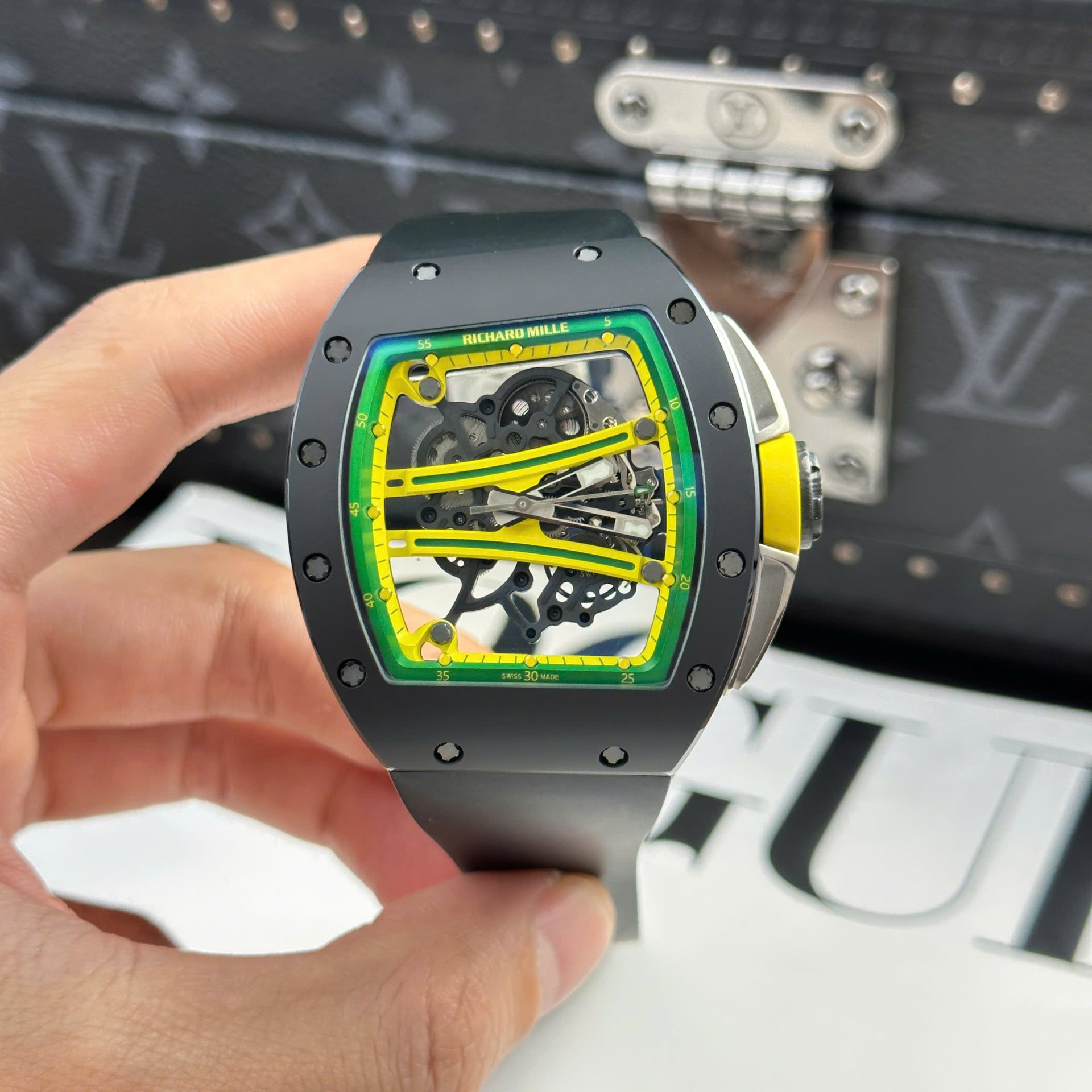Richard Mille Copies Watch RM61-01 Manual Winding Yohan Blake Ceramic Black ZF 42.7×50.23mm