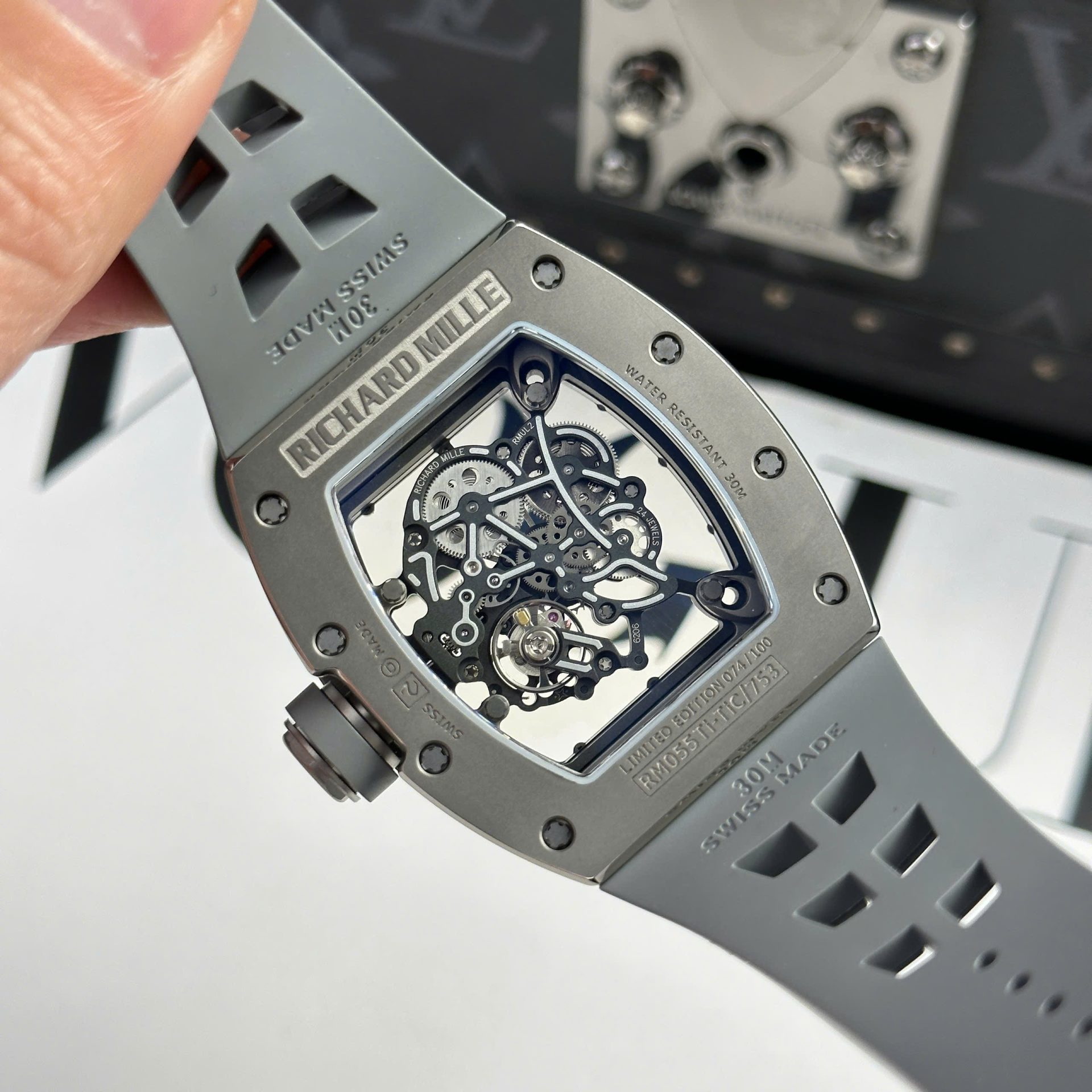 Richard Mille Best Copies Watch RM055 Bubba Watson Grey Ceramic Rubber Strap ZF Factory 42.7 49.9mm