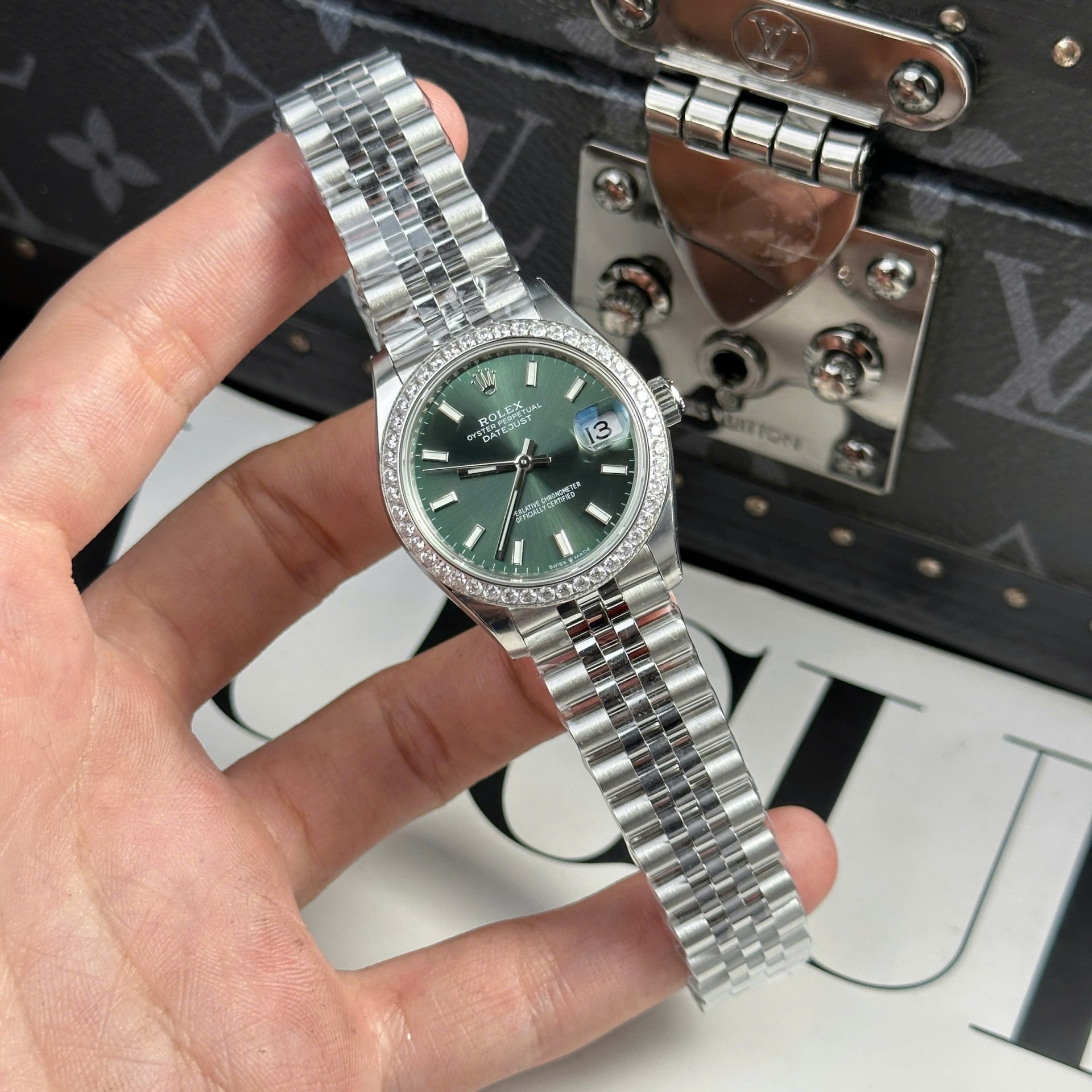 Rolex DateJust Clone Watch Dial Green Jubilee Strap THB Factory 31mm