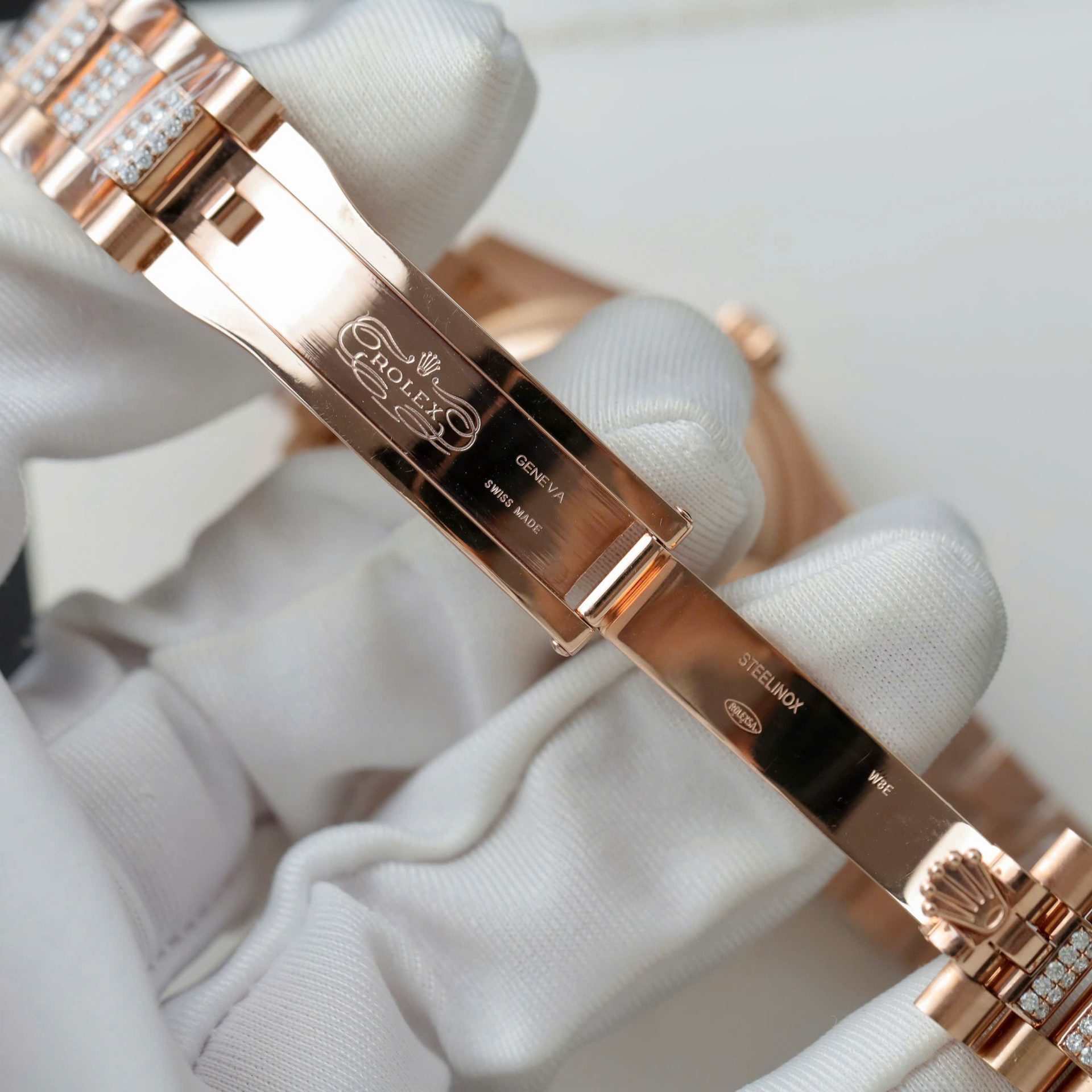 Rolex DateJust Women Dial Chocolate Copies Watches Custom Moissanite Diamonds + 18K Gold Wrapped 31mm