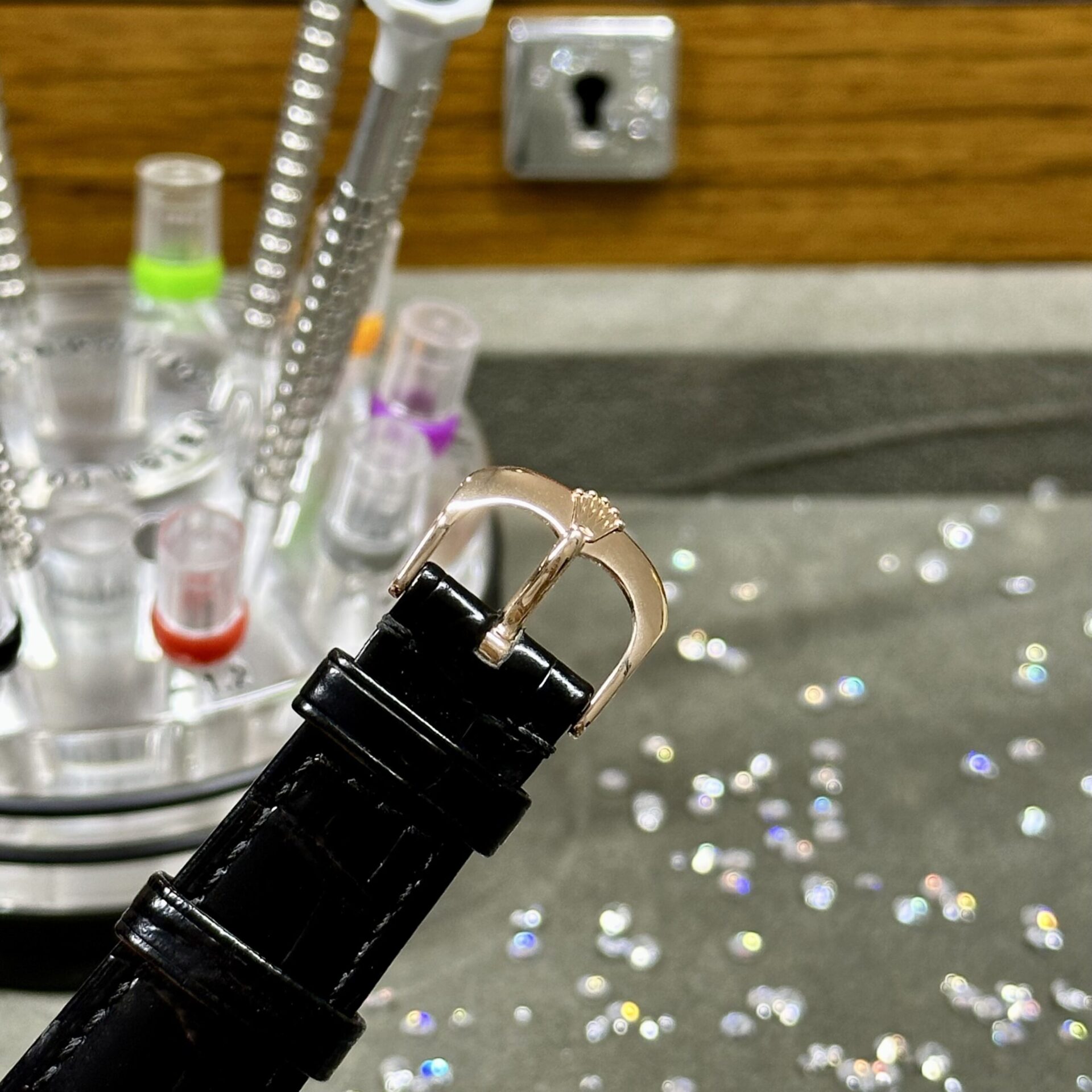 Rolex Replica Watch Cellini Time 50505 Black Dial Leather Strap 39mm