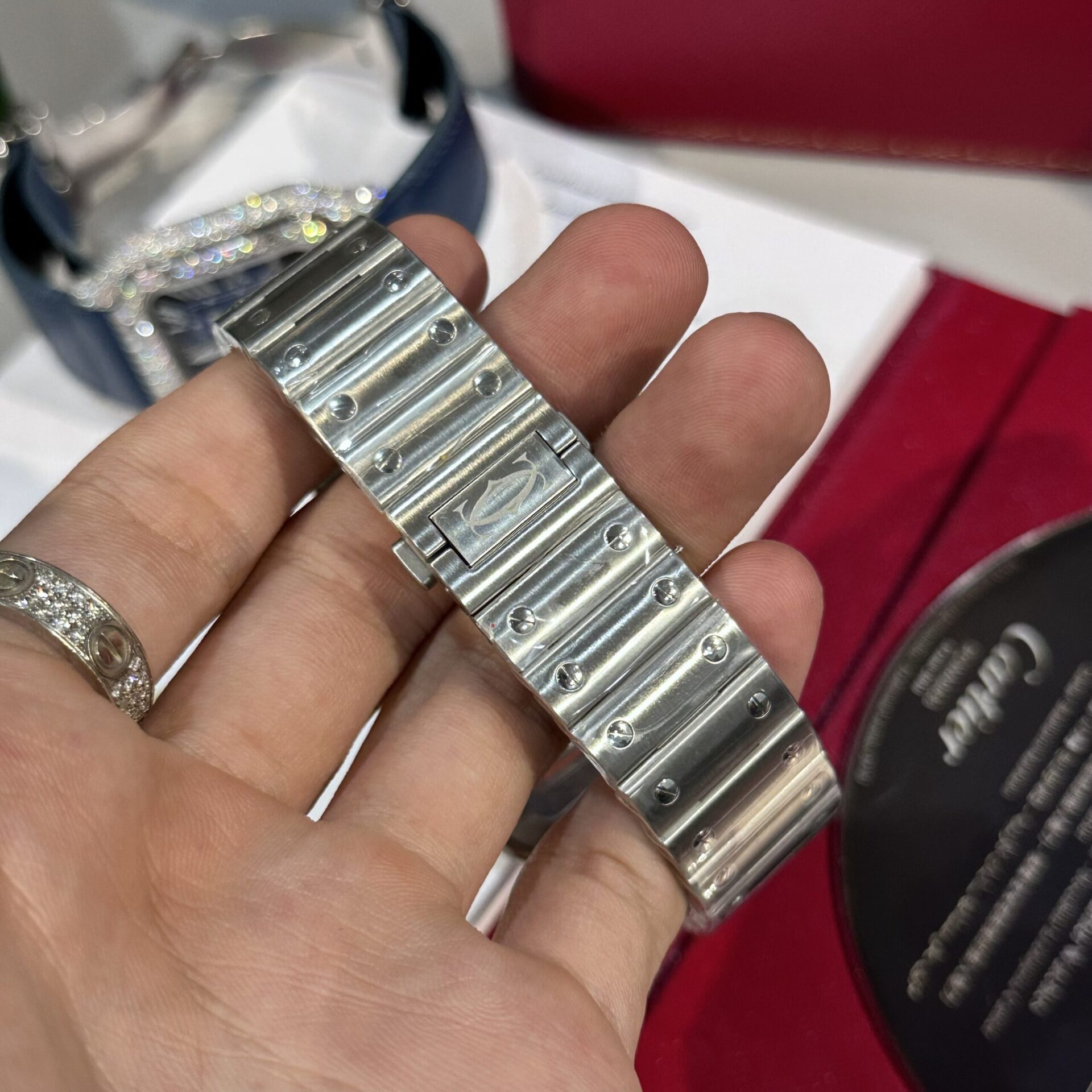 Cartier Replica Watch Santos Custom Moissanite Diamonds BV Factory 39.8mm