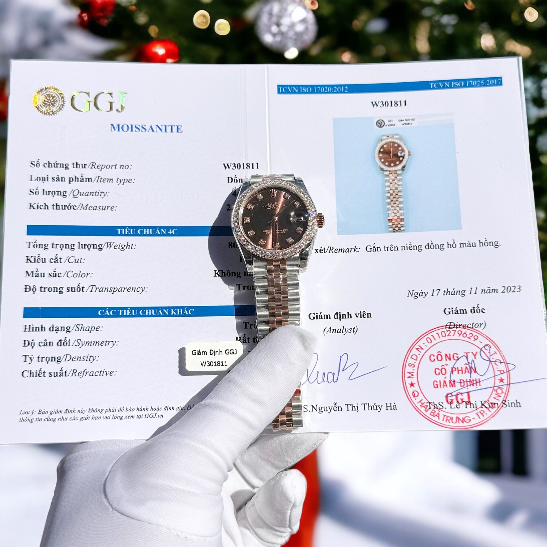 Rolex Replica Watch DateJust Chocolate Dial Custom Benzel Moissanite Diamonds 31mm