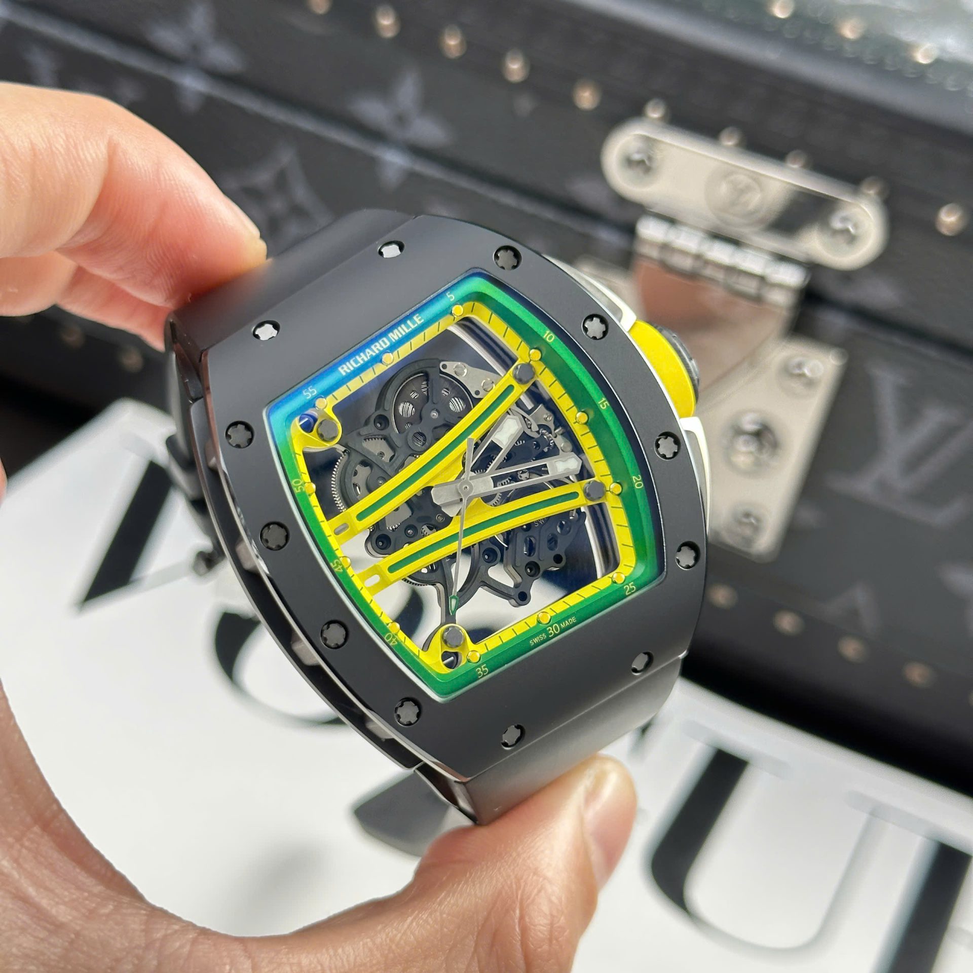 Richard Mille Copies Watch RM61-01 Manual Winding Yohan Blake Ceramic Black ZF 42.7×50.23mm