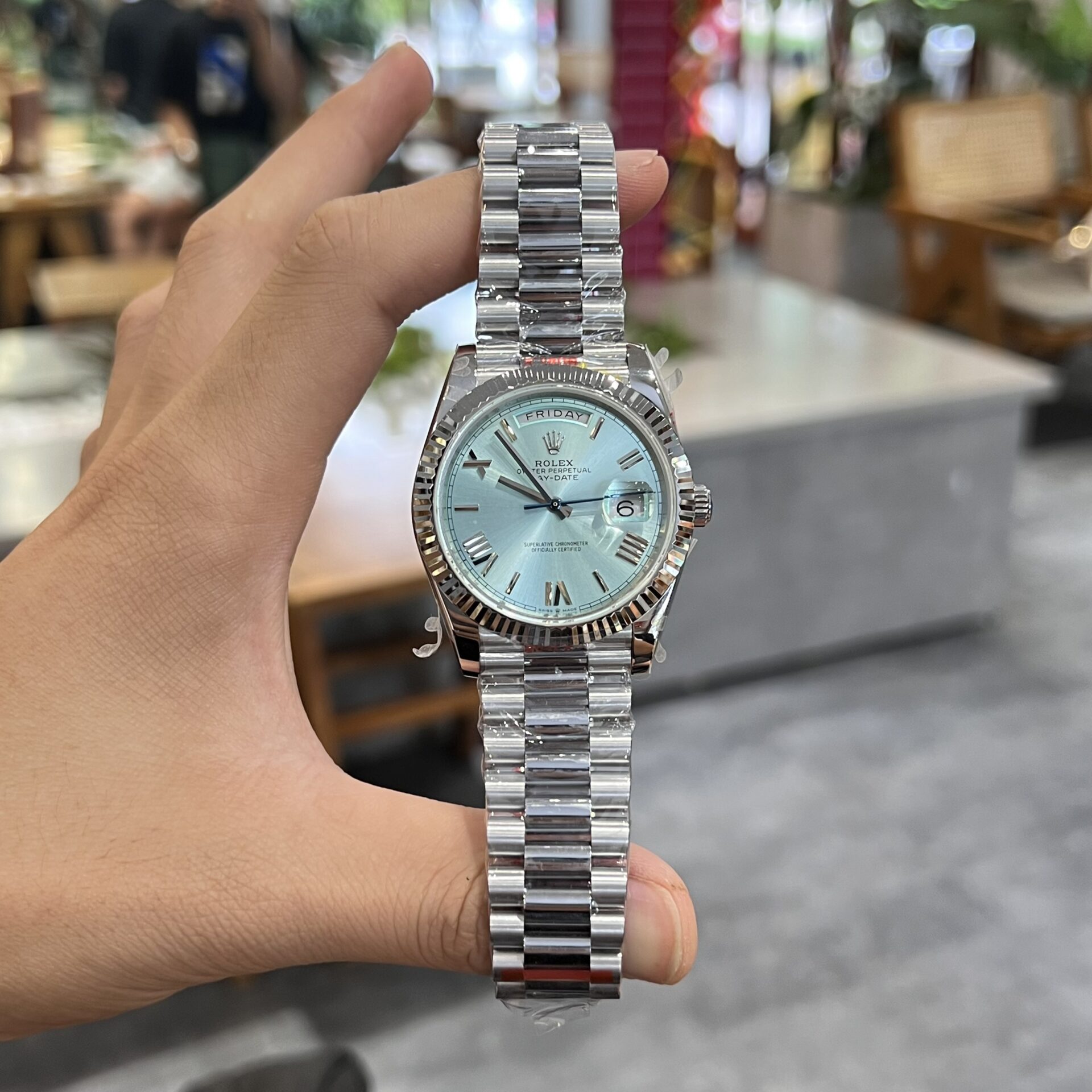 Rolex Day-Date 228236 Replica 1:1 Watch Ice Blue Dial GM Factory 40mm