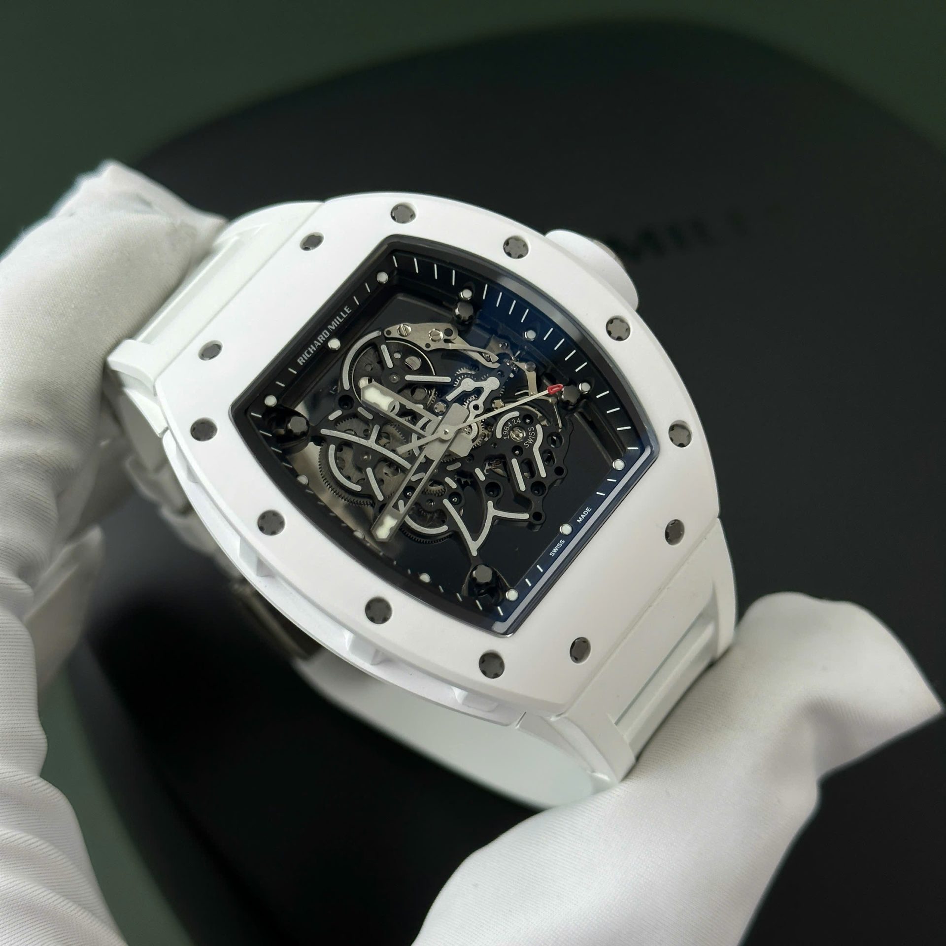 Richard Mille Best Replica Watch RM055 White Ceramic Rubber Strap ZF Factory 45mm