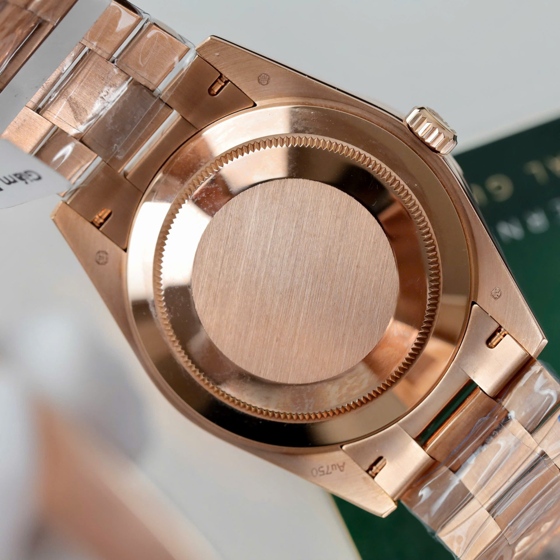 Rolex Day-Date Geen Dial Copies Watches Gold Wrapped + Diamonds Moissanite Baguette 40mm