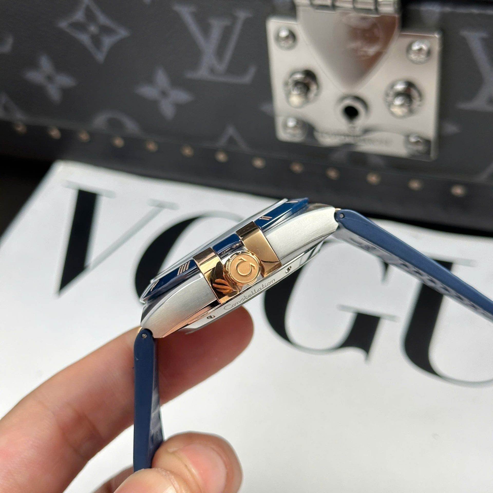 Omega Constellation Best Replica Watch Bezel Ceramic Blue VS Factory 41mm