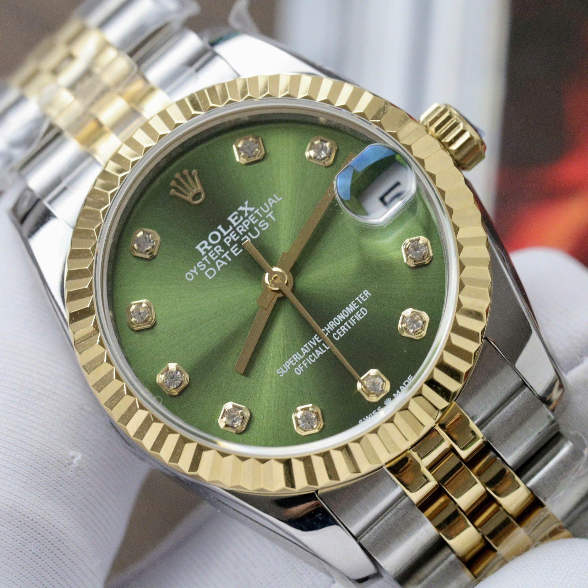 Rolex DateJust Fake Watches Green Dial Jubilee Strap 31mm
