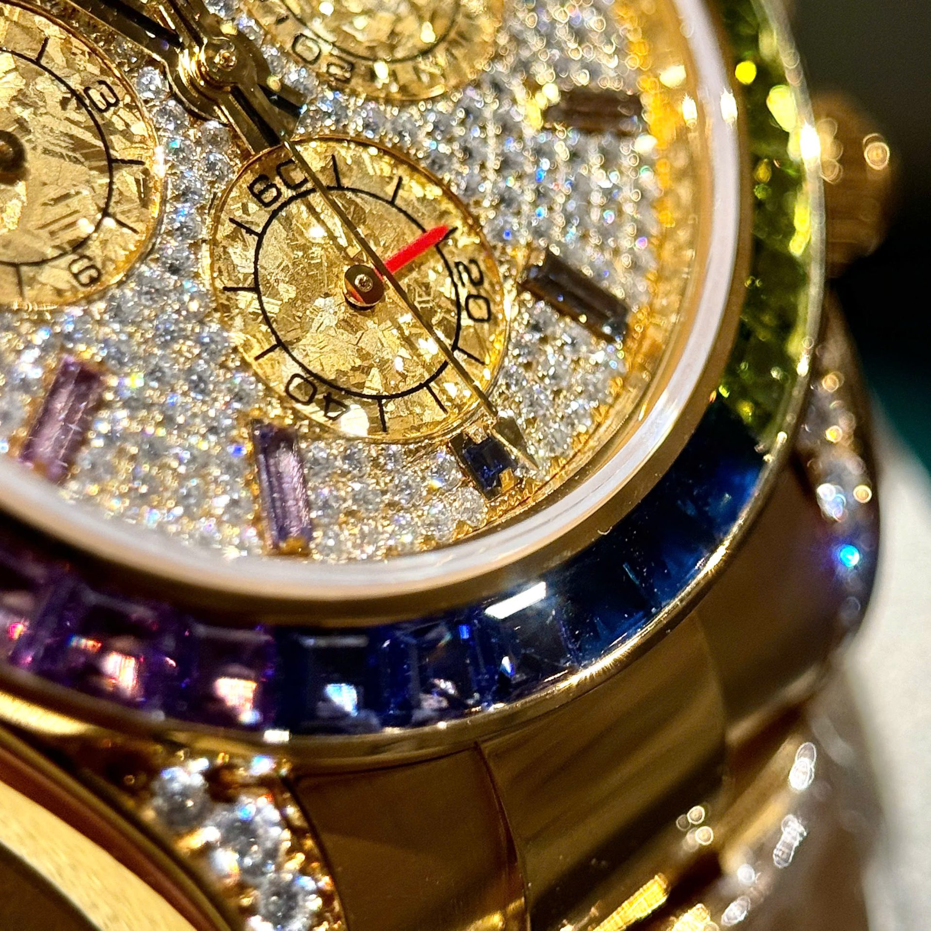 Rolex Daytona 116598RBOW Refined Moissanite   Synthentic Gemstone 18K Gold Wrapped 40mm