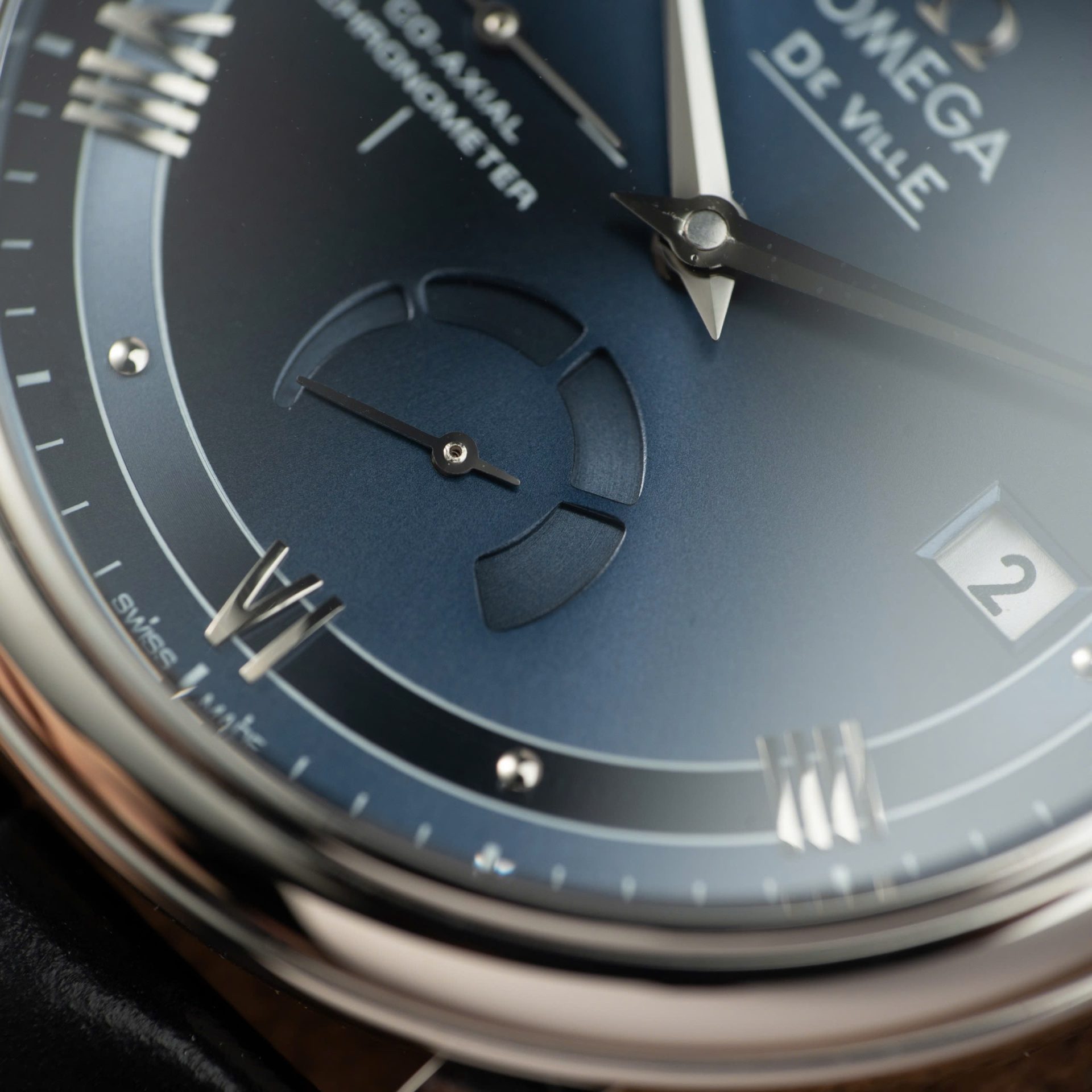 Omega De Ville Prestige Power Reserve Replica Watch Dial Blue Leather Strap 39.5mm