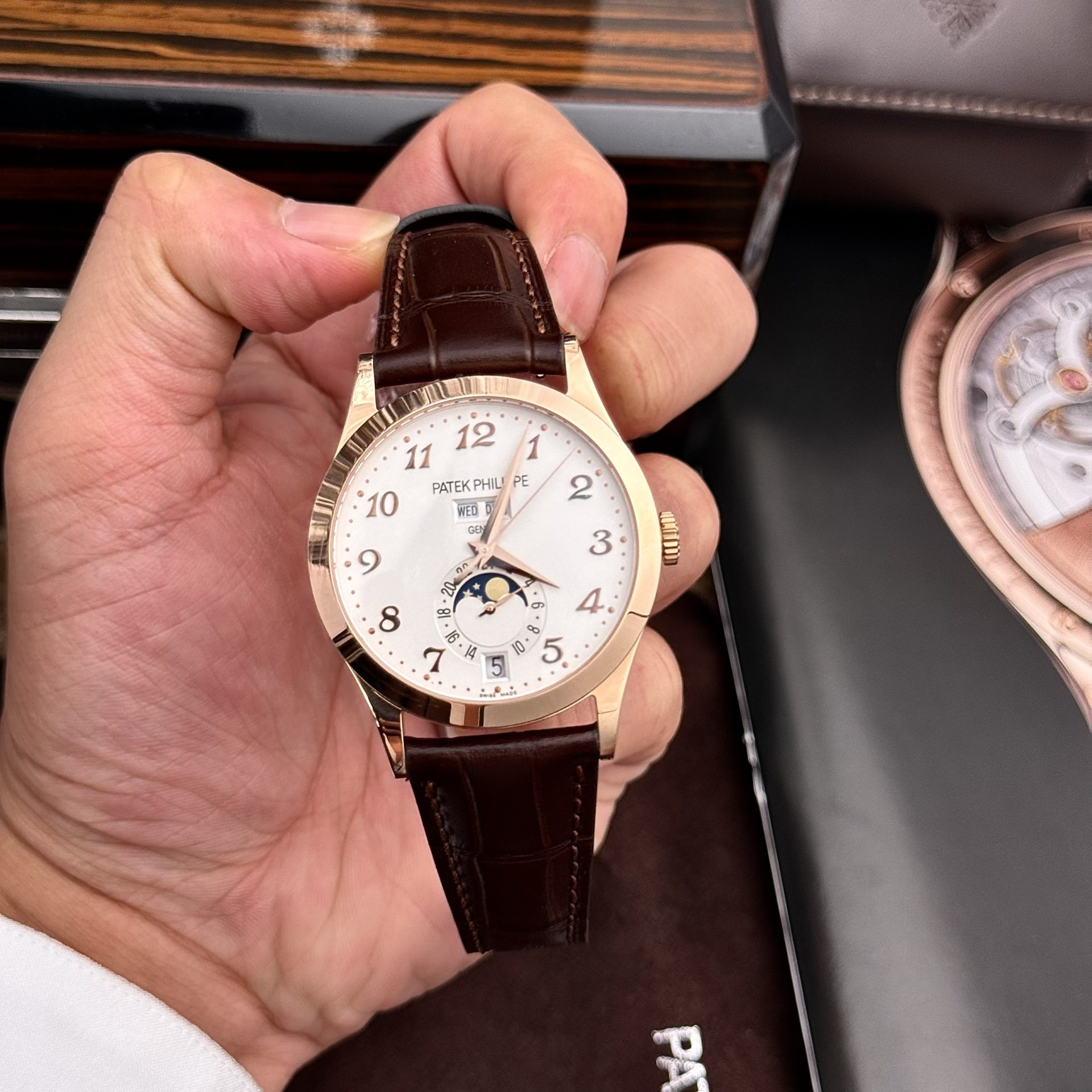 Patek Philippe Replica Watches Complications 5396R White Dial Leather Strap 38.5mm