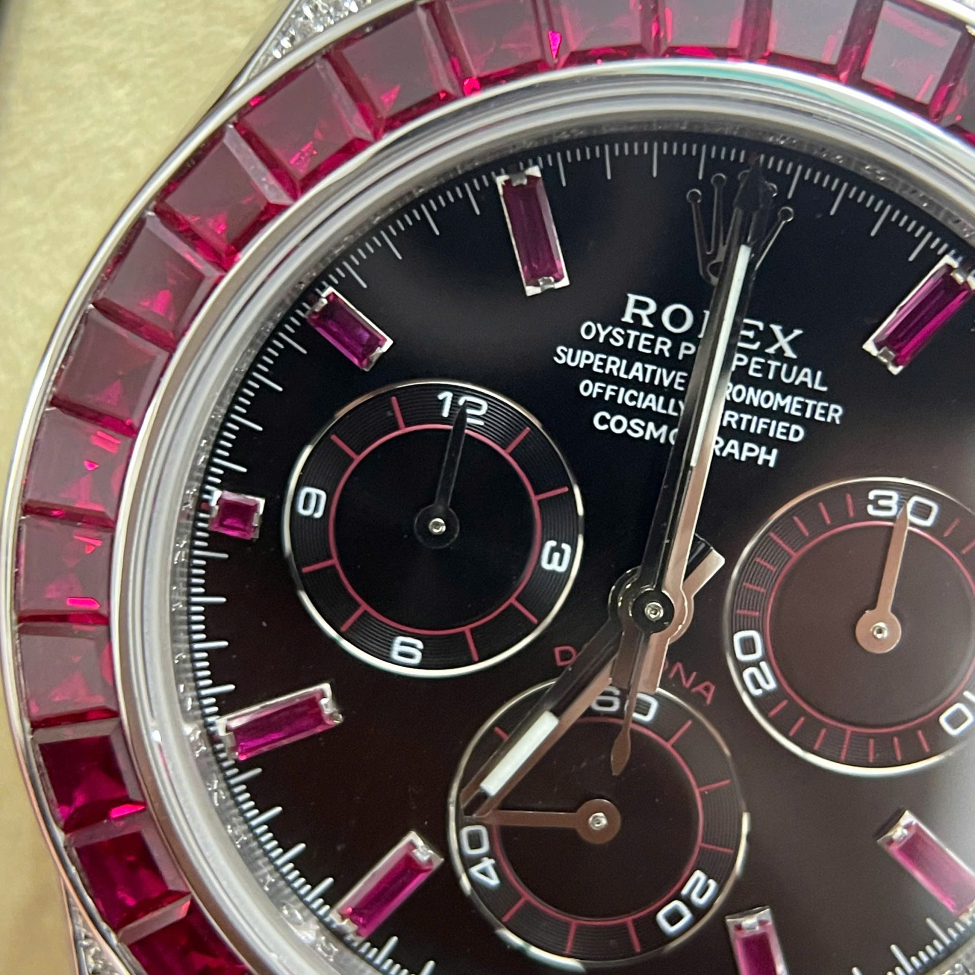 Rolex Daytona 126599TRU Replica Watch 18K Solid Gold + Natural Ruby + Natural Diamonds Custom 40mm