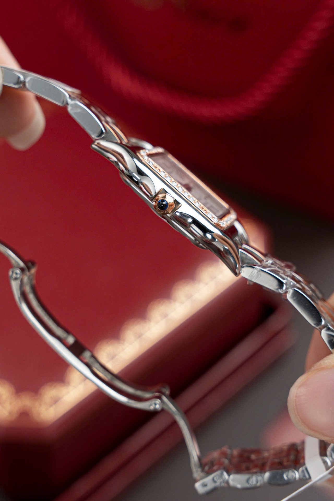 Cartier Panthere WSPN007 Demi Rose Gold Replica Watch Diamonds Moissanite Hong Kong 27x37mm