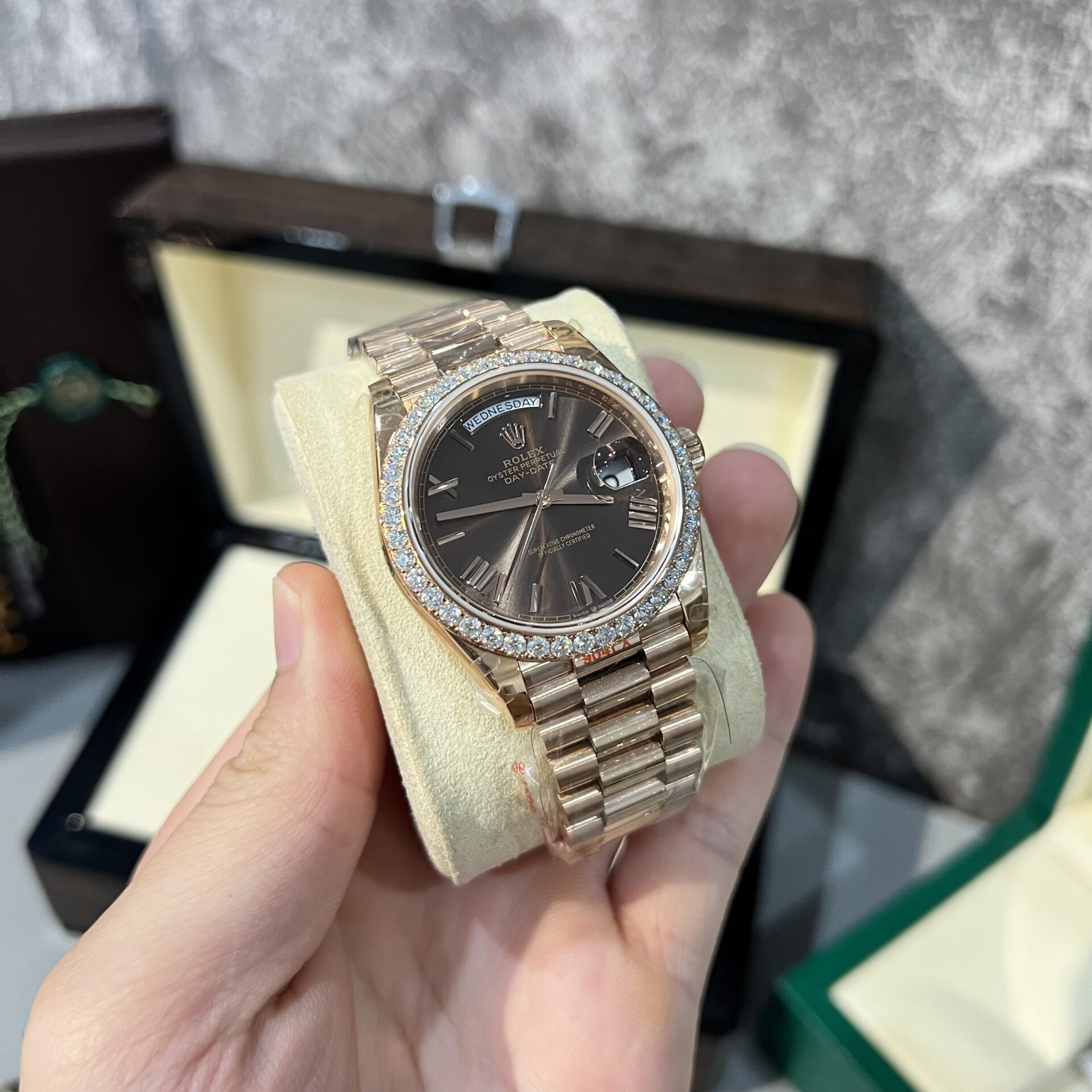 Rolex Day-Date 228235 Replica Watch Refined With Moissanite Diamonds 40mm