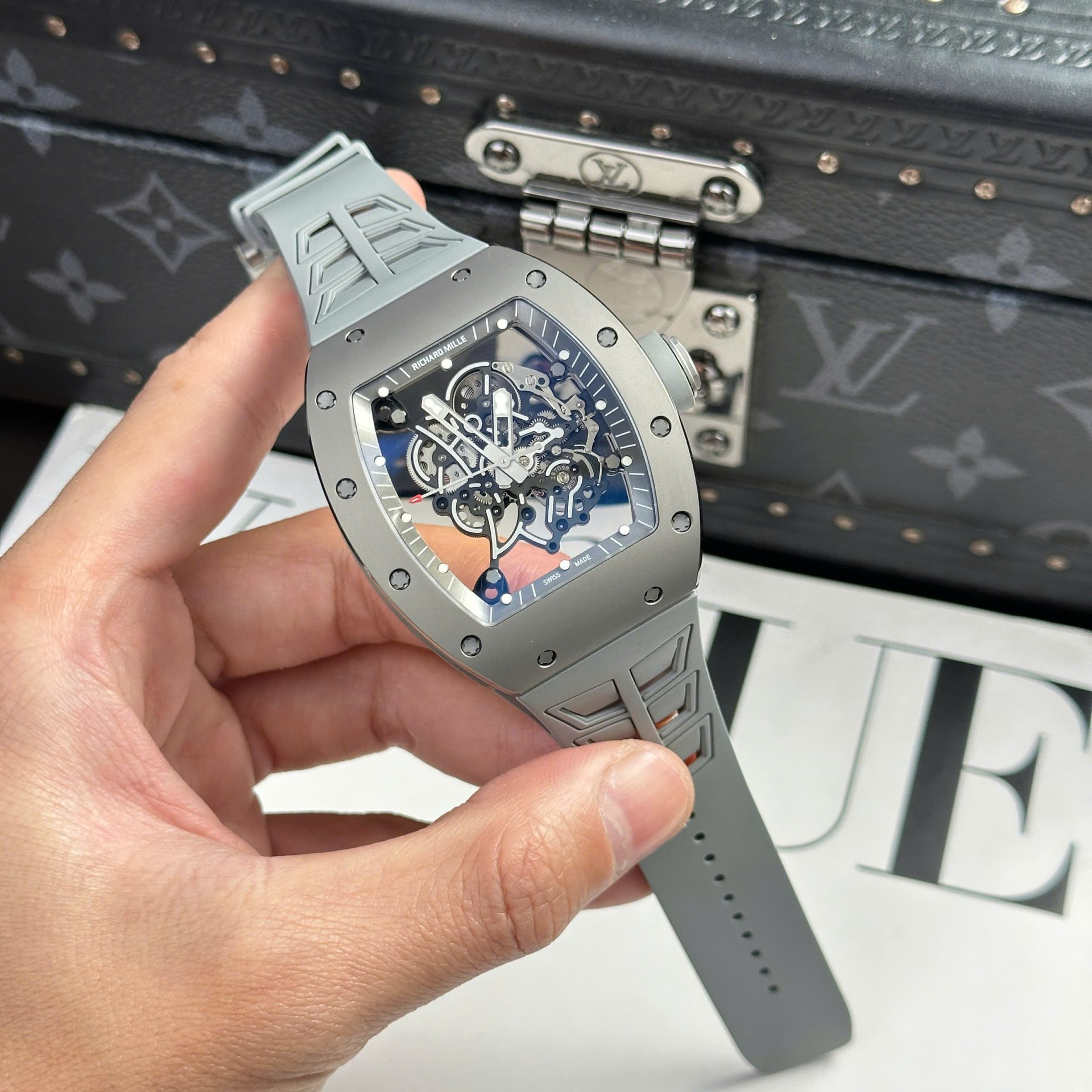 Richard Mille Best Copies Watch RM055 Bubba Watson Grey Ceramic Rubber Strap ZF Factory 42.7 49.9mm
