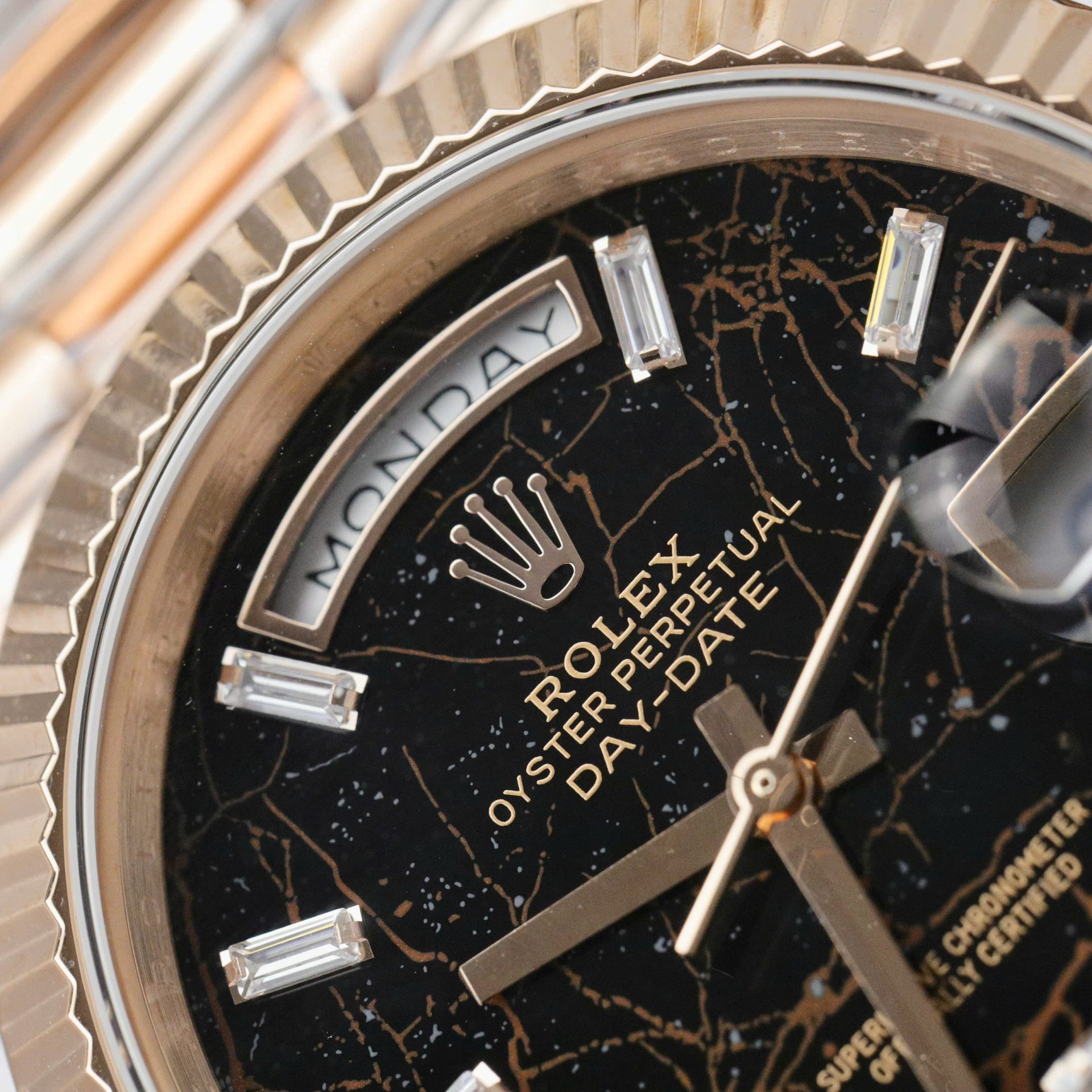 Rolex Day-Date Eisenkiesel Dial Copies Watch 18K Gold Wrapped Custom QF 36mm