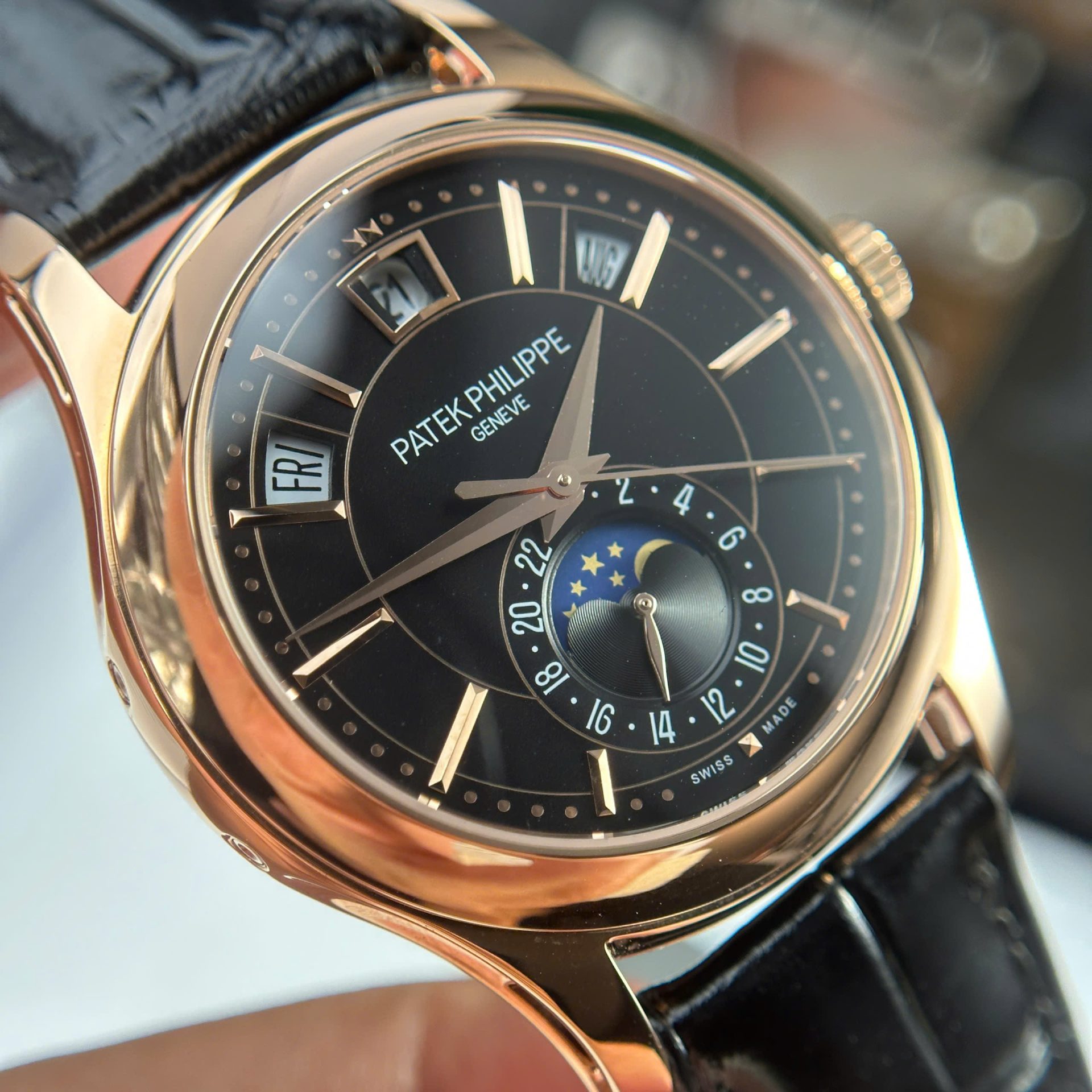 Patek Philippe Complications 5205R Replica Watch Black Dial Rose Gold 40mm