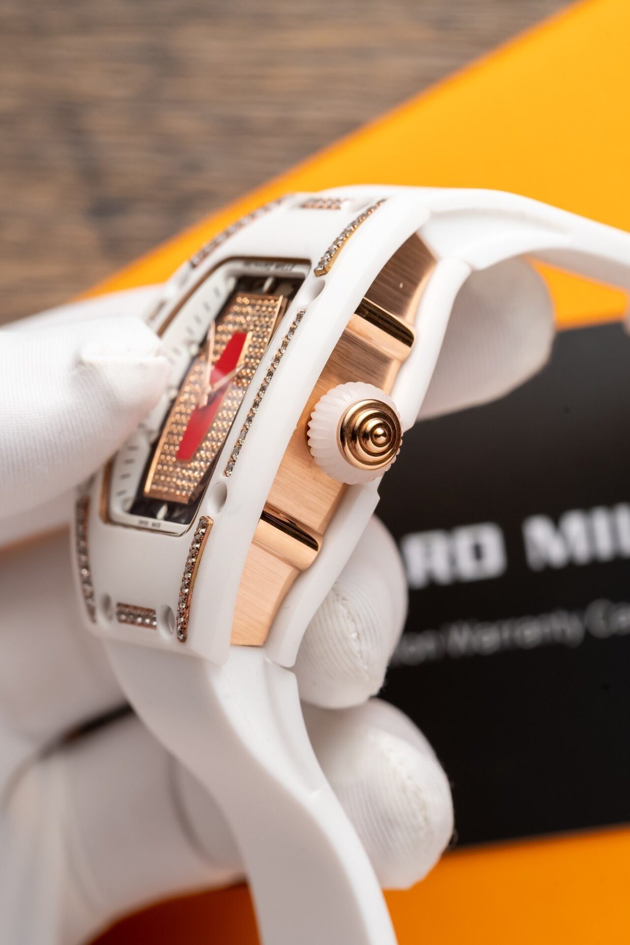 Richard Mille RM07-01 Replica Watch With Diamonds White Ceramic Case 36mm