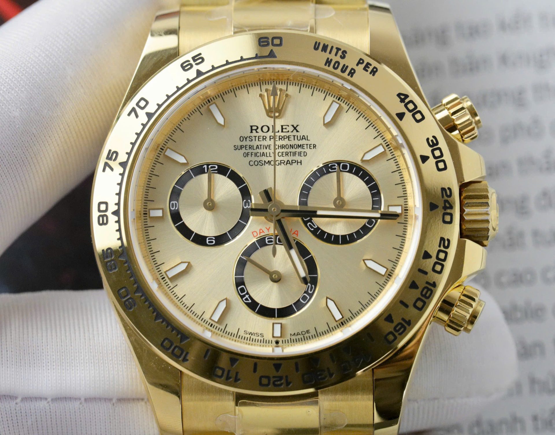 Rolex Best Replica Watch Daytona 126508 Yellow Dial Oyster Strap 40mm