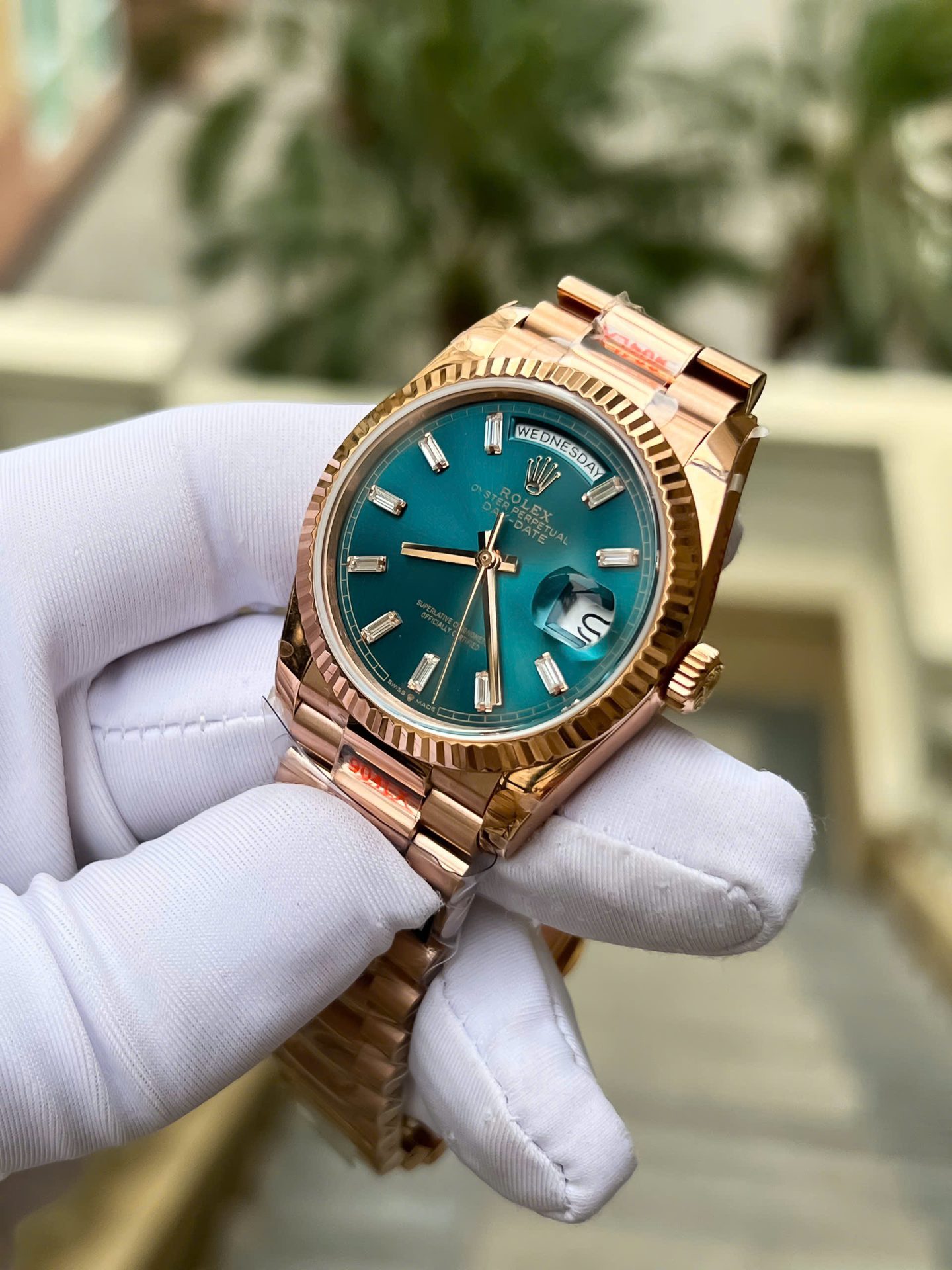 Rolex Day-Date 128235 Replica Watch Dial Diamonds Moissanite Weight 158gram QF 36mm