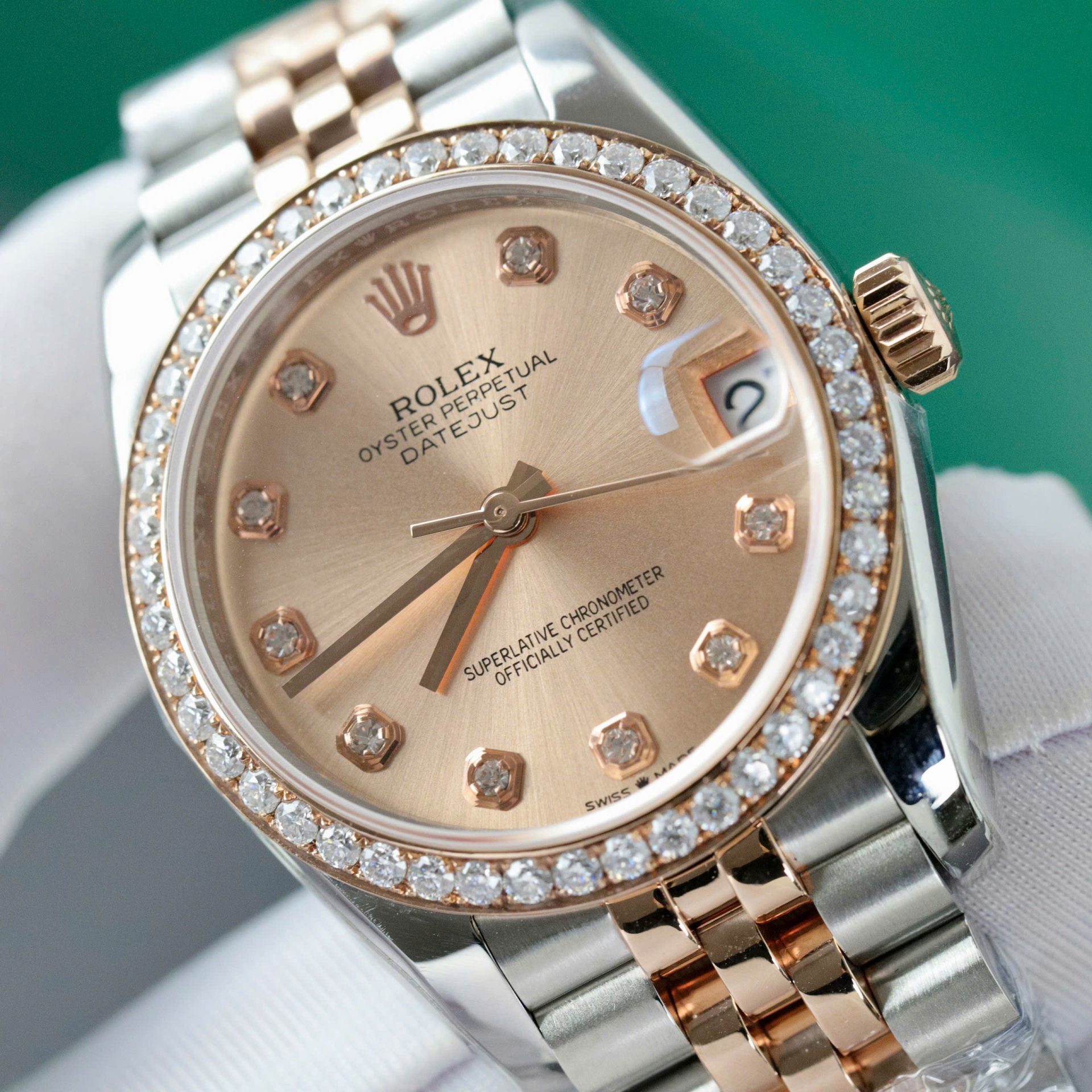 Rolex DateJust Replica Watch Custom Moissanite Diamonds Hong Kong 31mm