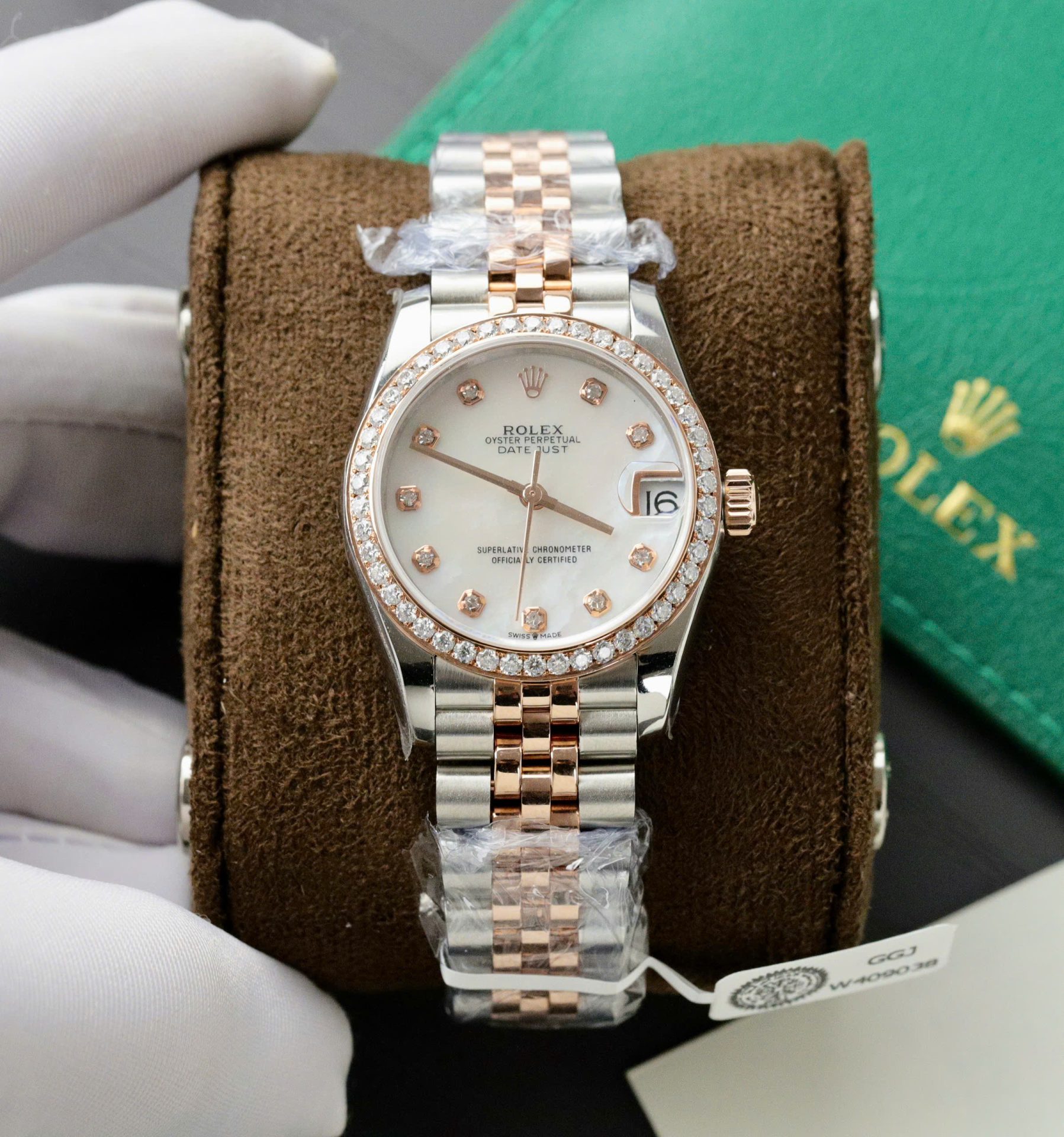 Rolex DateJust Replica 11 Watch Dial Mother Of Pearl Custom Moissanite Diamonds 31mm
