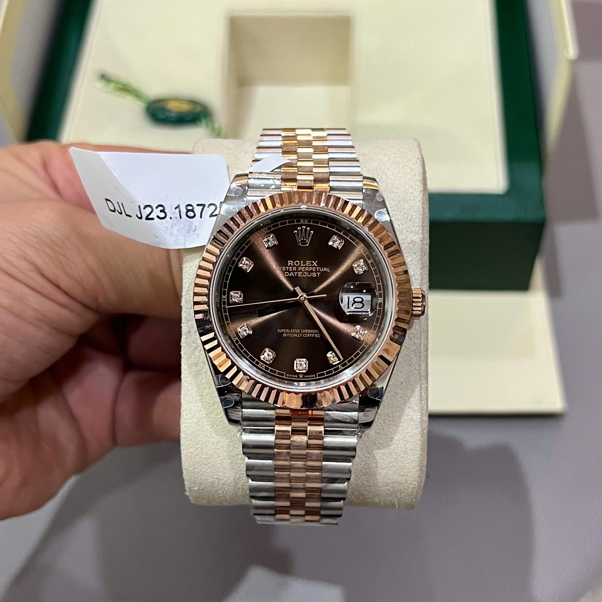 Rolex DateJust Dial Chocolate Replica Watch Custom Gold Wrapped GM Factory 41mm
